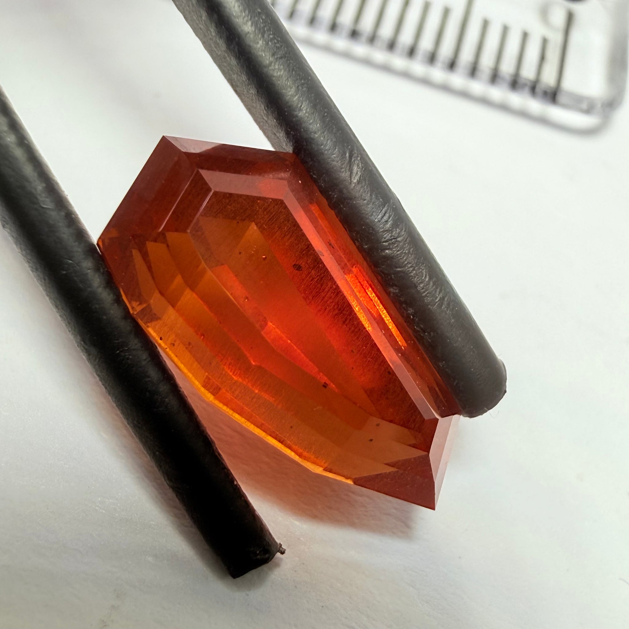 Fancy Freeform Precision Cut Malaya Garnet, 6.05ct, Umba, Tanzania, Untreated Unheated
