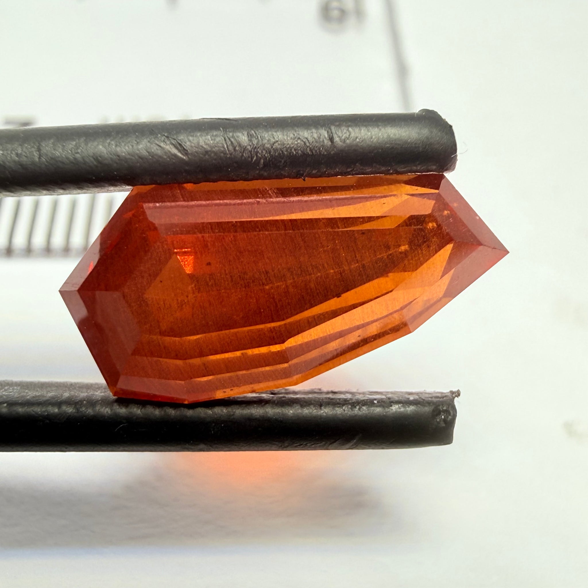 Fancy Freeform Precision Cut Malaya Garnet, 6.05ct, Umba, Tanzania, Untreated Unheated