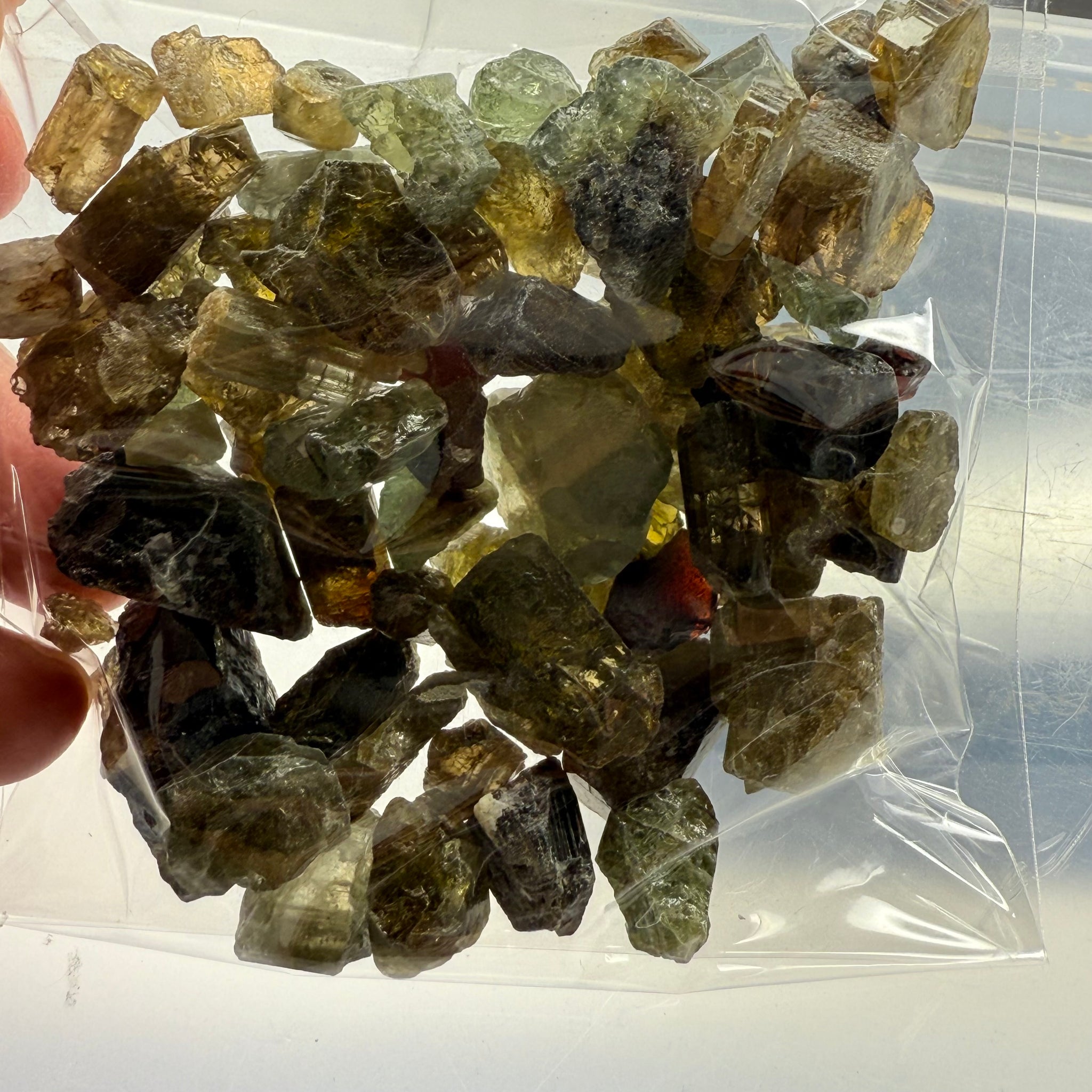 Tourmaline crystals bag, mine run, Mwajanga, Tanzania, Untreated Unheated, specimen and cab grade, or facet with inclusions