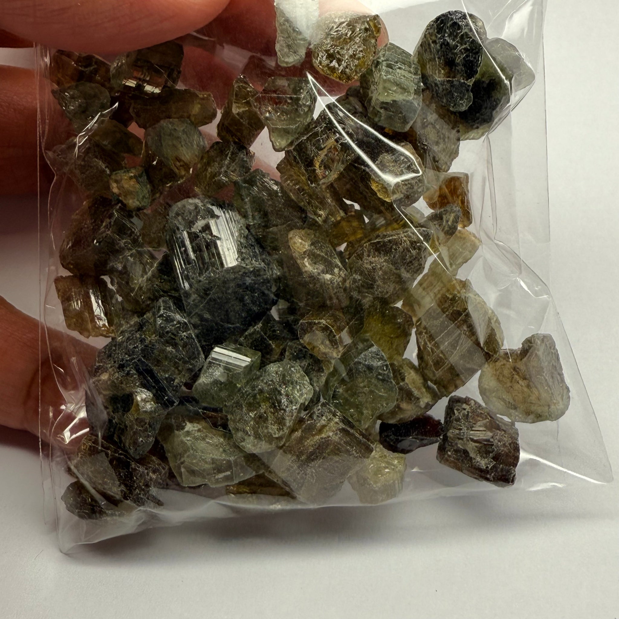 Tourmaline crystals bag, mine run, Mwajanga, Tanzania, Untreated Unheated, specimen and cab grade, or facet with inclusions