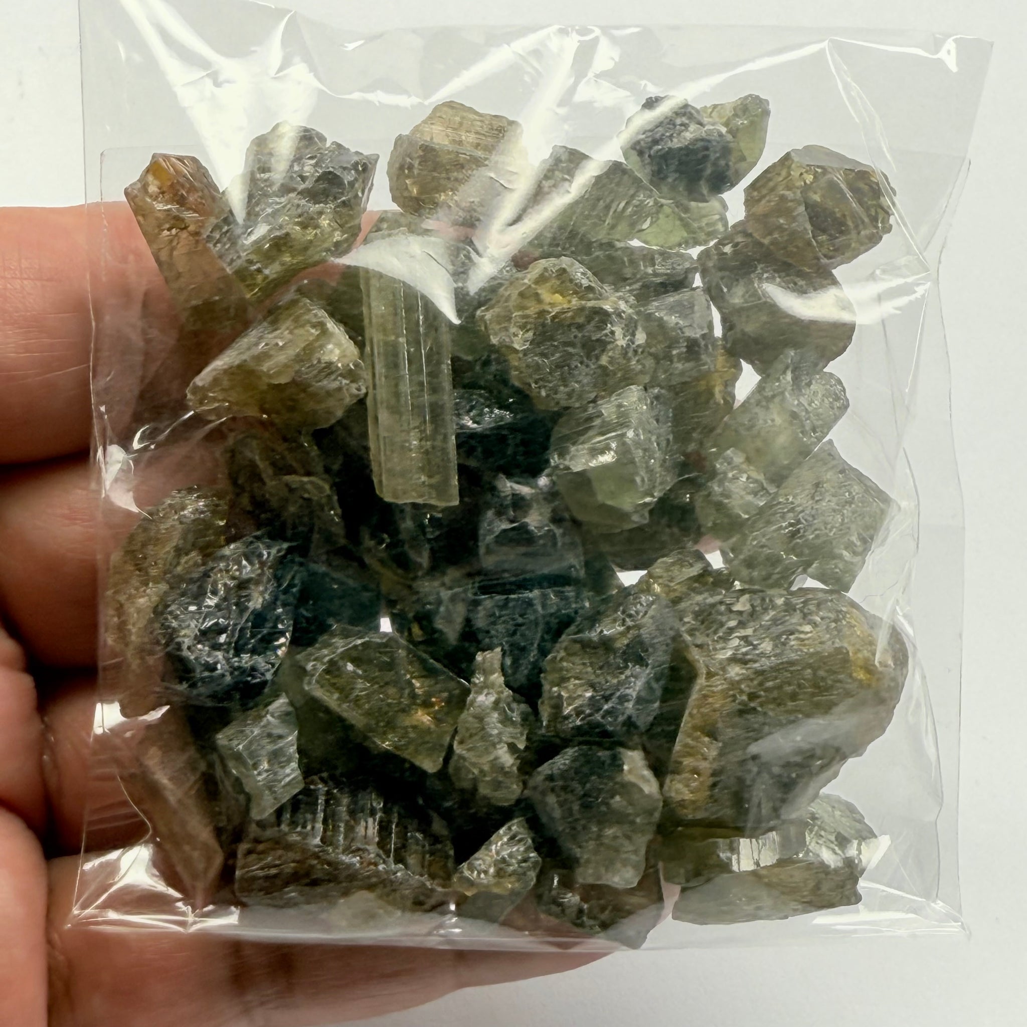 Tourmaline crystals bag, mine run, Mwajanga, Tanzania, Untreated Unheated, specimen and cab grade, or facet with inclusions