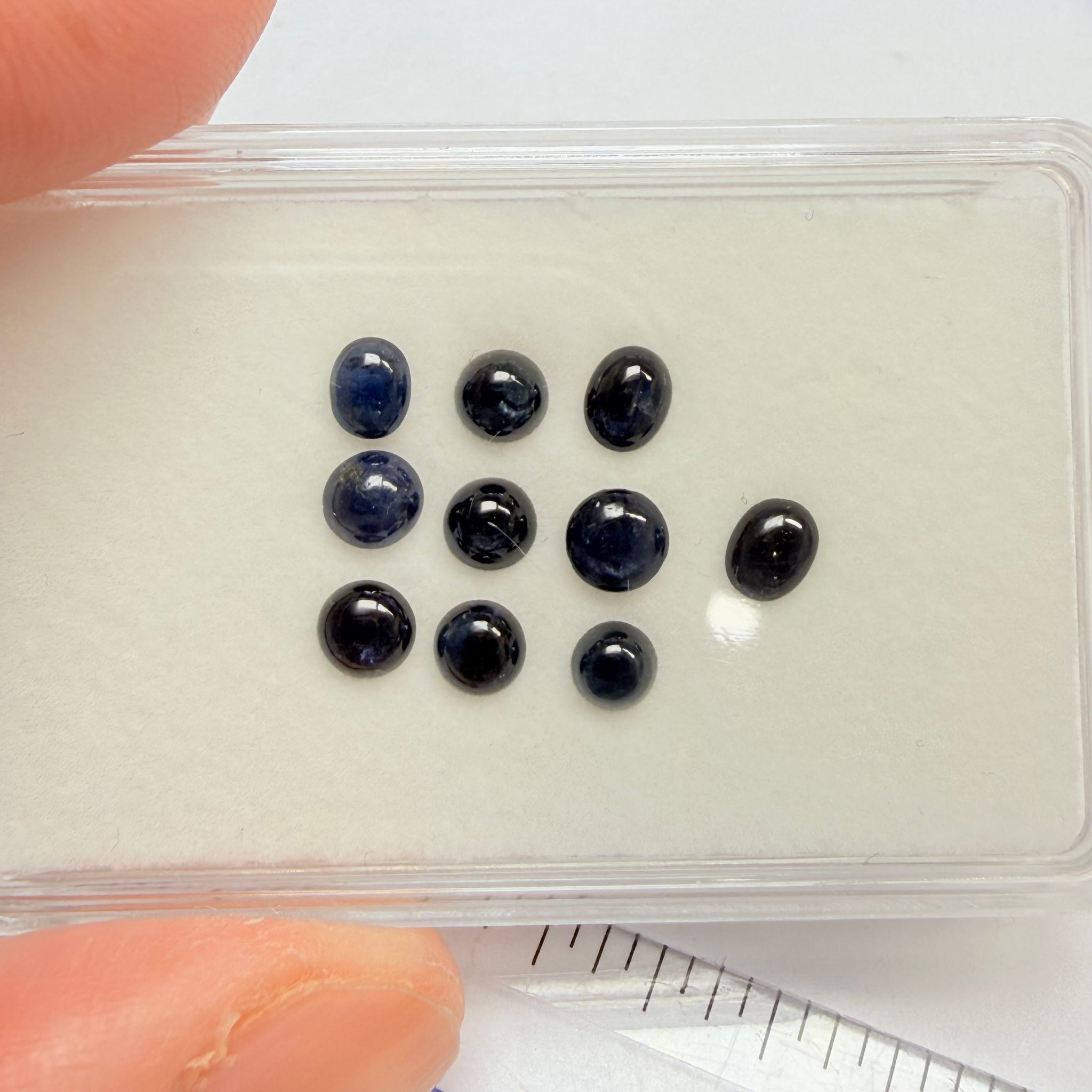 Sapphire Box, 5.13ct, Songea, Tanzania, Untreated, Unheated, cabochons
