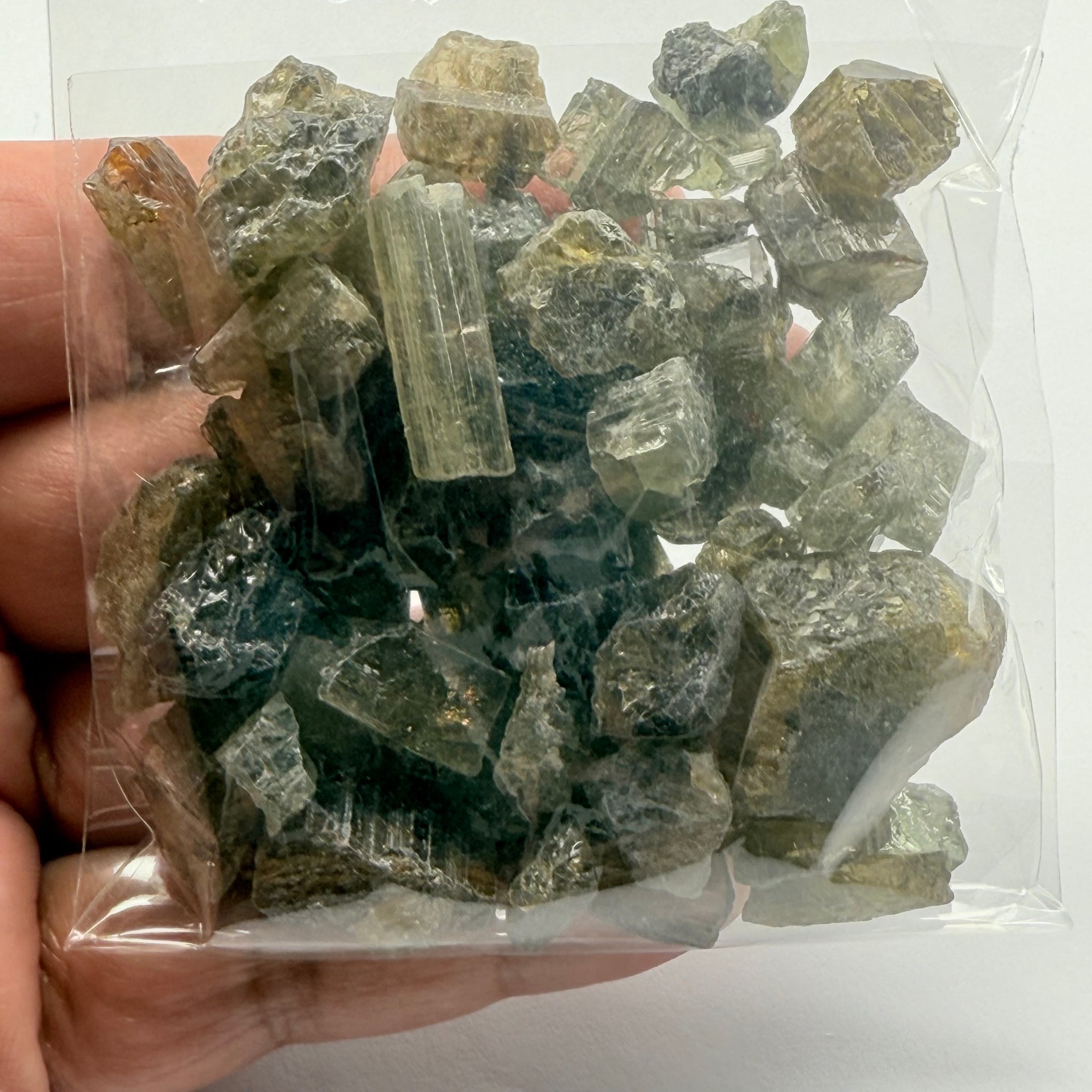 Tourmaline crystals bag, mine run, Mwajanga, Tanzania, Untreated Unheated, specimen and cab grade, or facet with inclusions