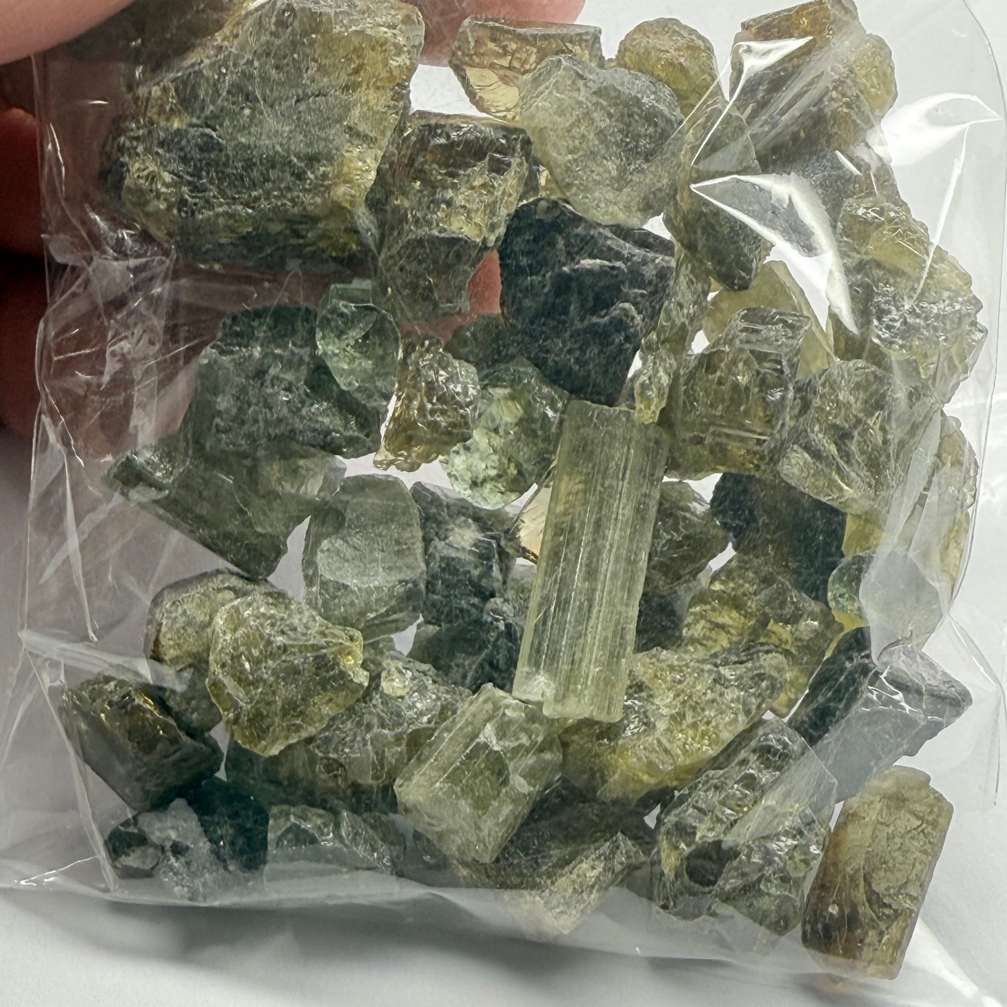 Tourmaline crystals bag, mine run, Mwajanga, Tanzania, Untreated Unheated, specimen and cab grade, or facet with inclusions