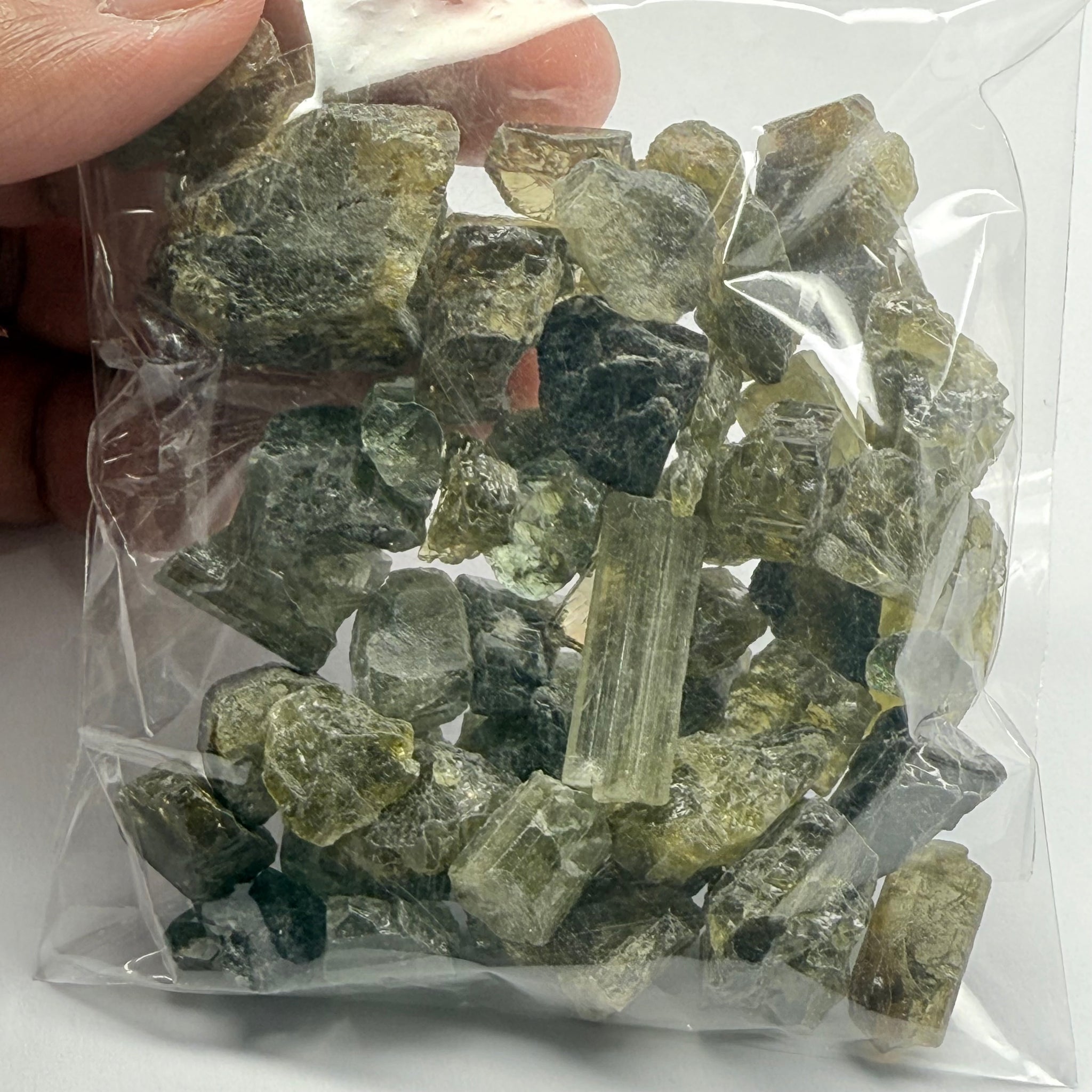 Tourmaline crystals bag, mine run, Mwajanga, Tanzania, Untreated Unheated, specimen and cab grade, or facet with inclusions