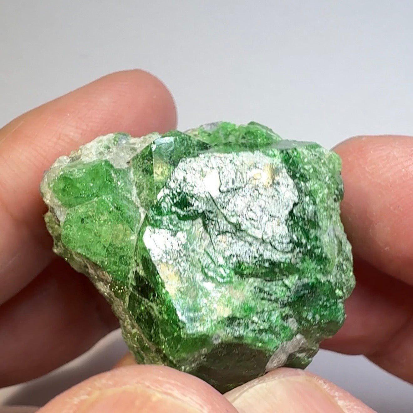 Tsavorite Garnet Crystal with Tanzanite, 213.79ct, Merelani, Tanzania, Untreated Unheated