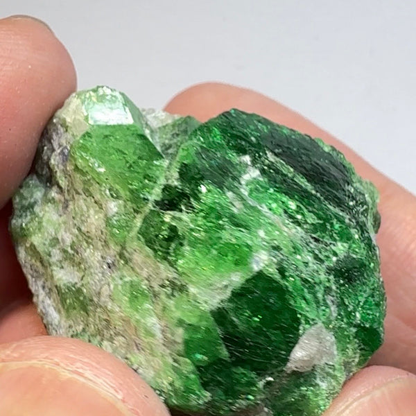 Tsavorite Garnet Crystal with Tanzanite, 213.79ct, Merelani, Tanzania, Untreated Unheated