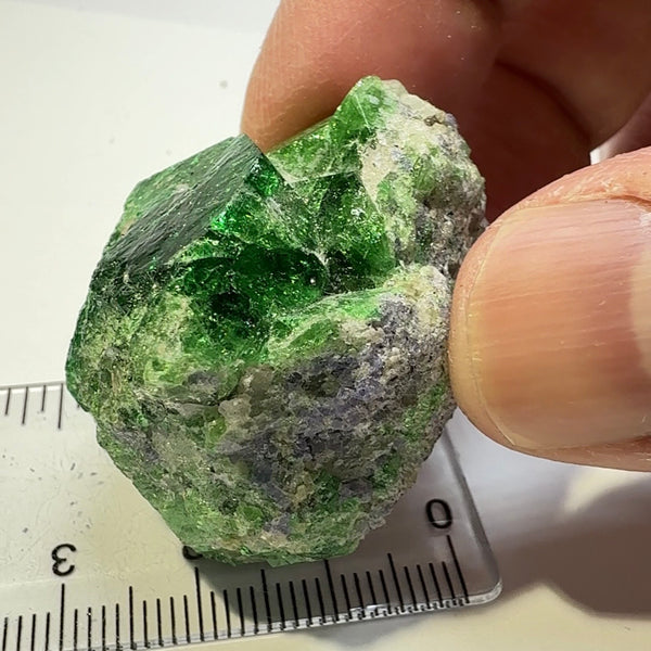Tsavorite Garnet Crystal with Tanzanite, 213.79ct, Merelani, Tanzania, Untreated Unheated