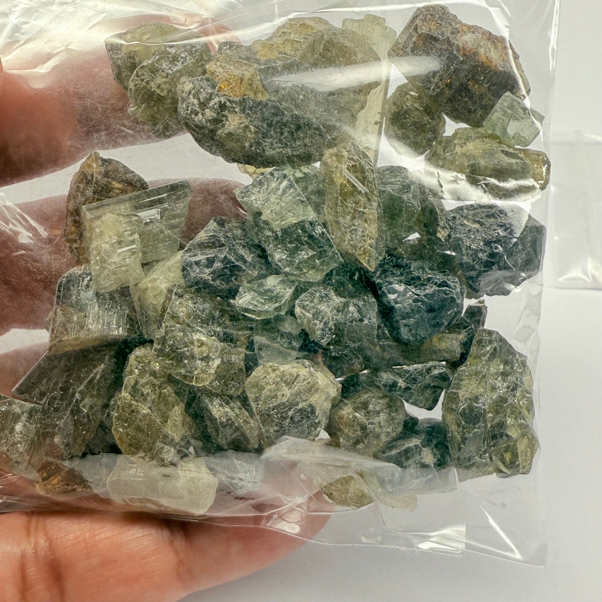 Tourmaline crystals bag, mine run, Mwajanga, Tanzania, Untreated Unheated, specimen and cab grade, or facet with inclusions