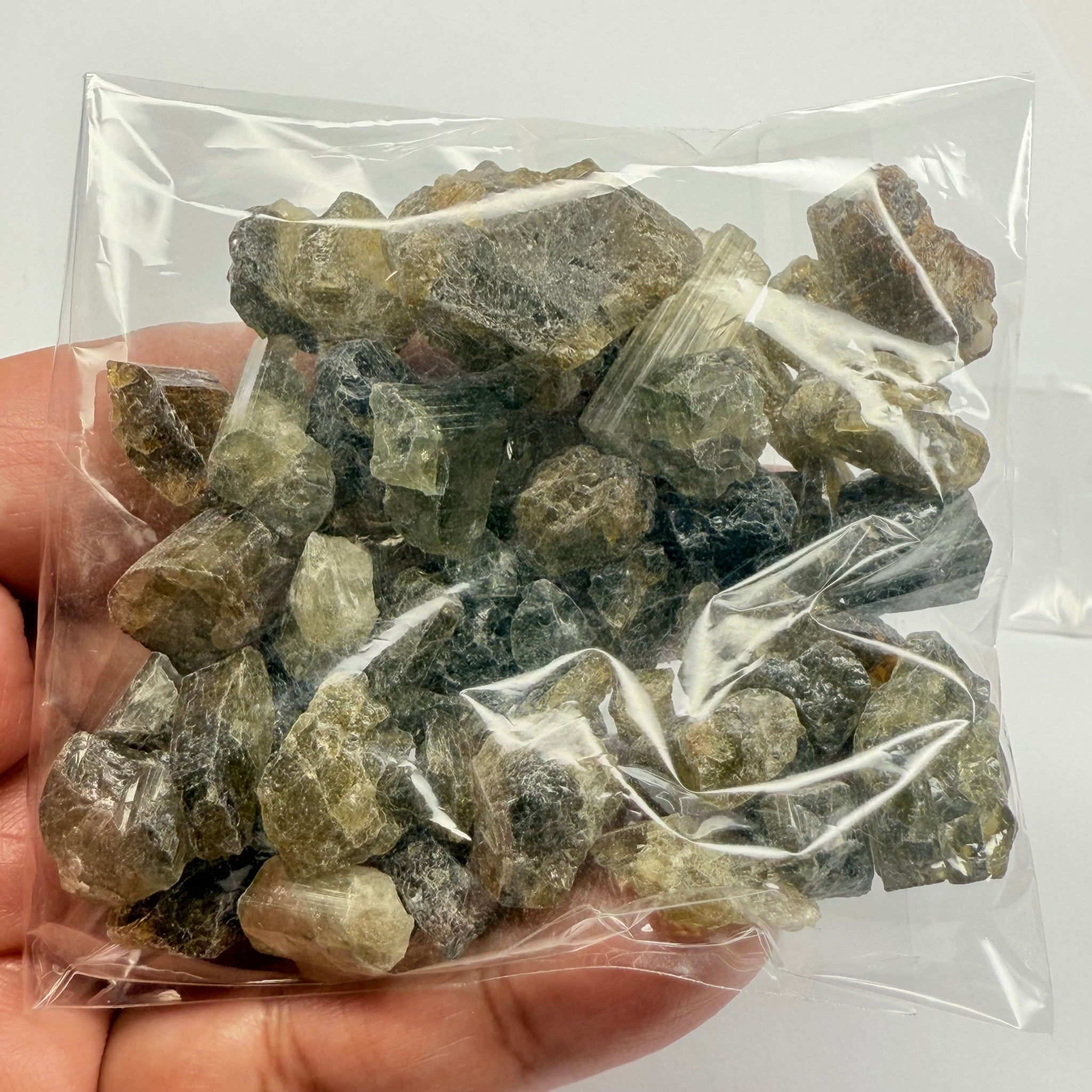 Tourmaline crystals bag, mine run, Mwajanga, Tanzania, Untreated Unheated, specimen and cab grade, or facet with inclusions