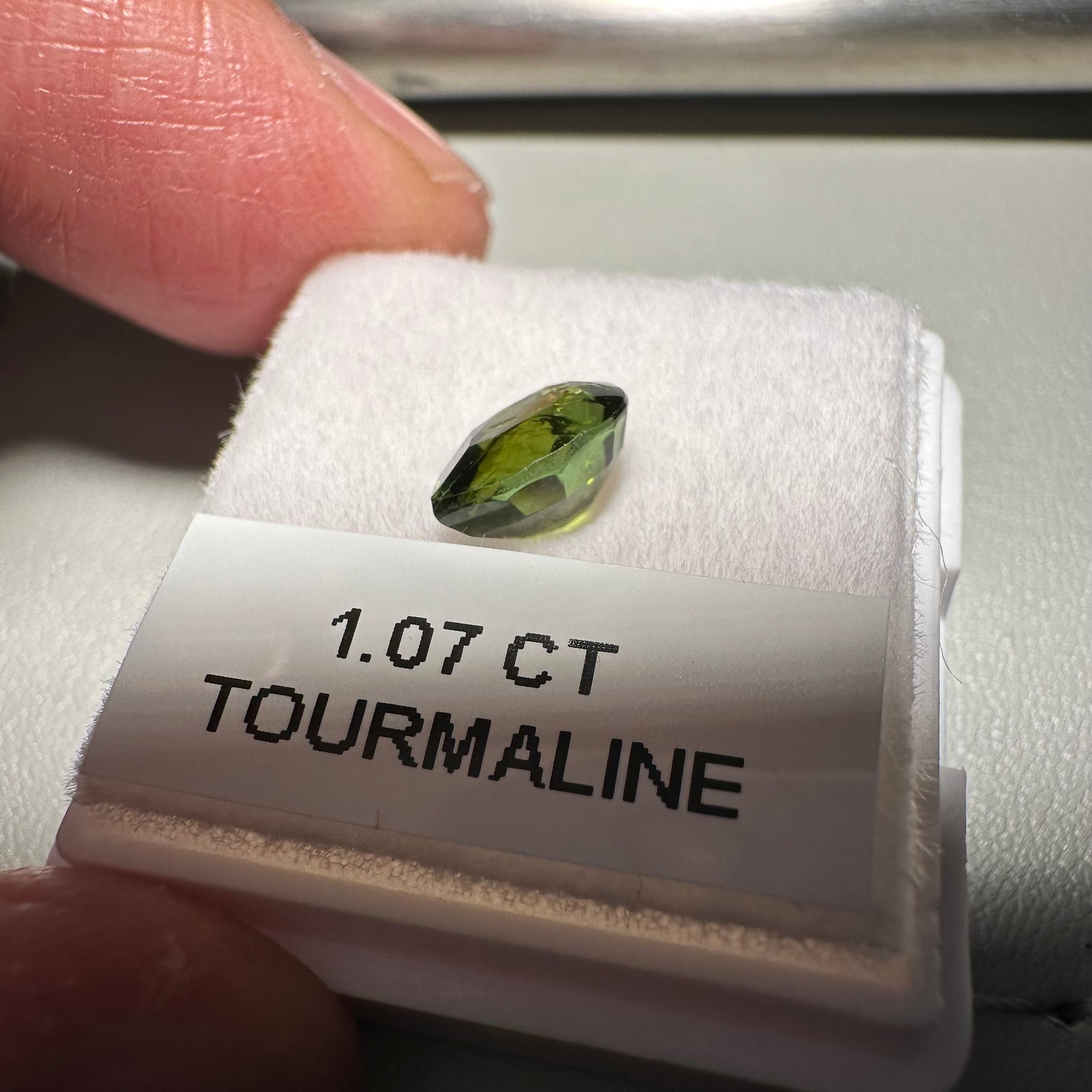 Tanzanian Tourmaline, 1.07ct, Untreated Unheated, native cut, included, chip on table but going cheap