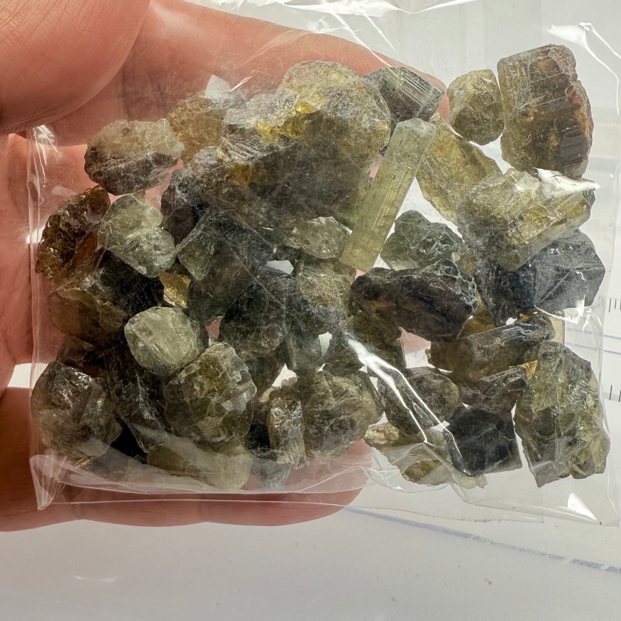 Tourmaline crystals bag, mine run, Mwajanga, Tanzania, Untreated Unheated, specimen and cab grade, or facet with inclusions