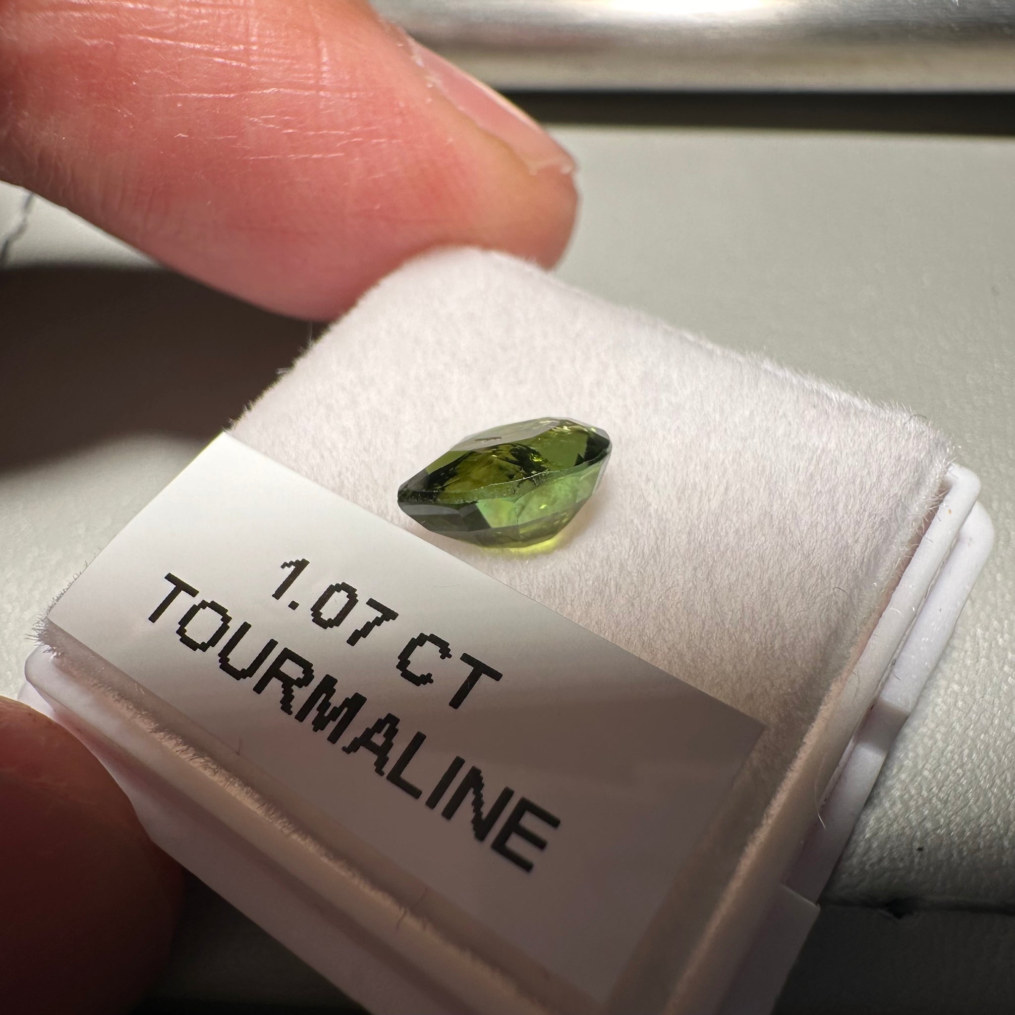 Tanzanian Tourmaline, 1.07ct, Untreated Unheated, native cut, included, chip on table but going cheap