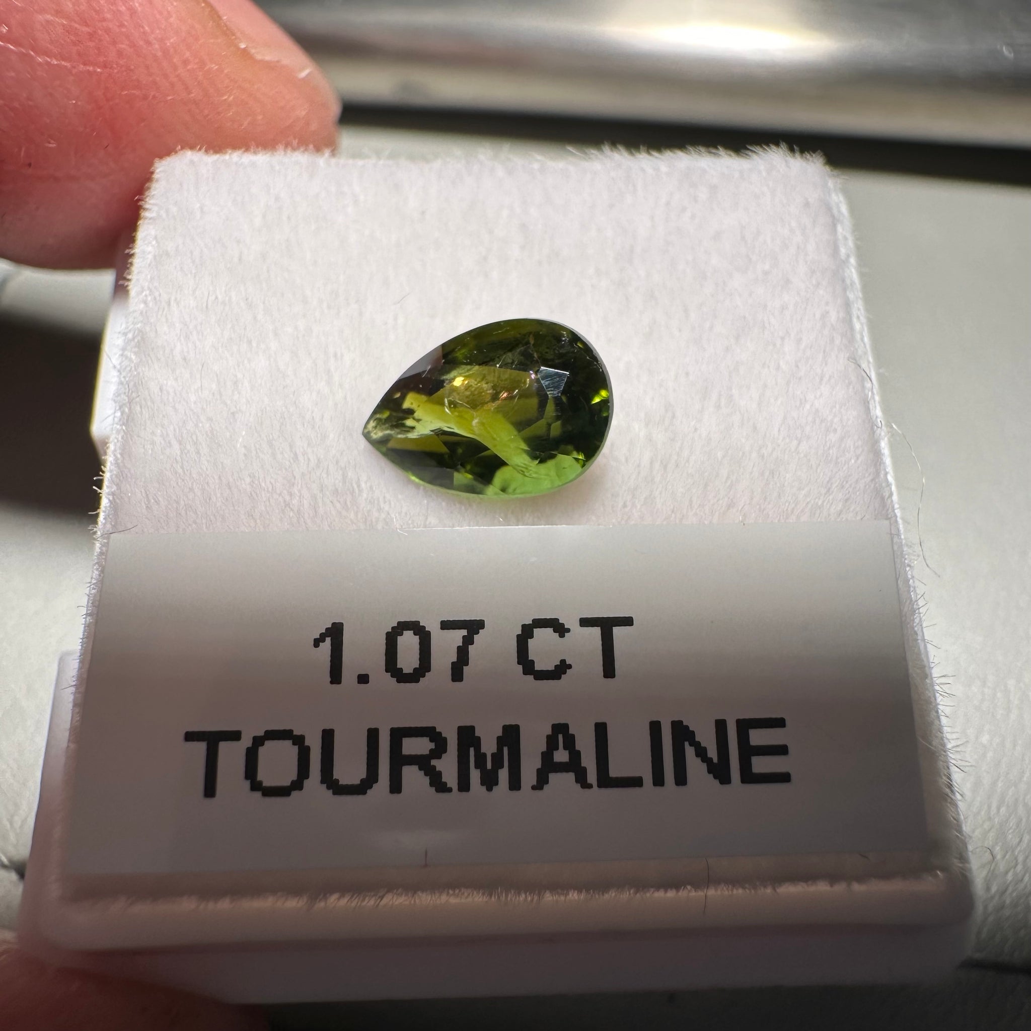 Tanzanian Tourmaline, 1.07ct, Untreated Unheated, native cut, included, chip on table but going cheap