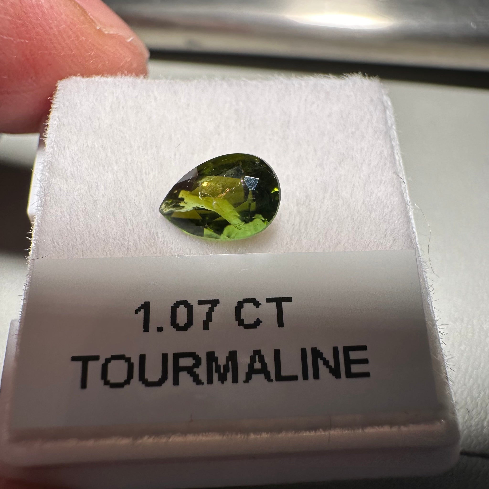 Tanzanian Tourmaline, 1.07ct, Untreated Unheated, native cut, included, chip on table but going cheap