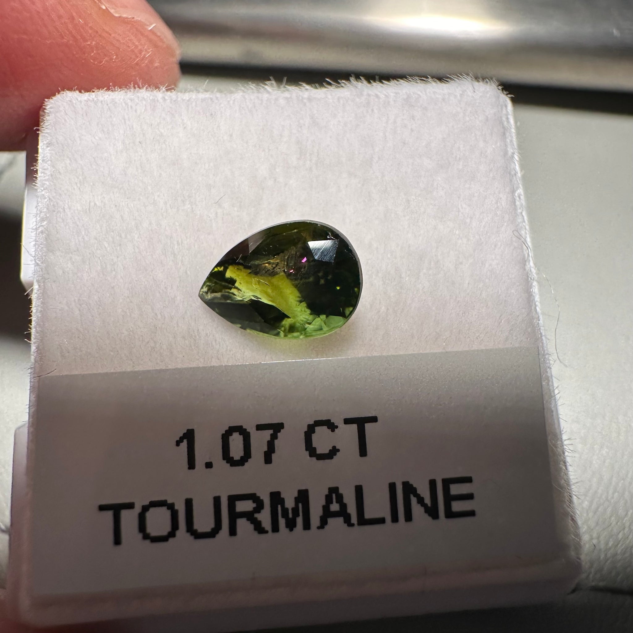 Tanzanian Tourmaline, 1.07ct, Untreated Unheated, native cut, included, chip on table but going cheap
