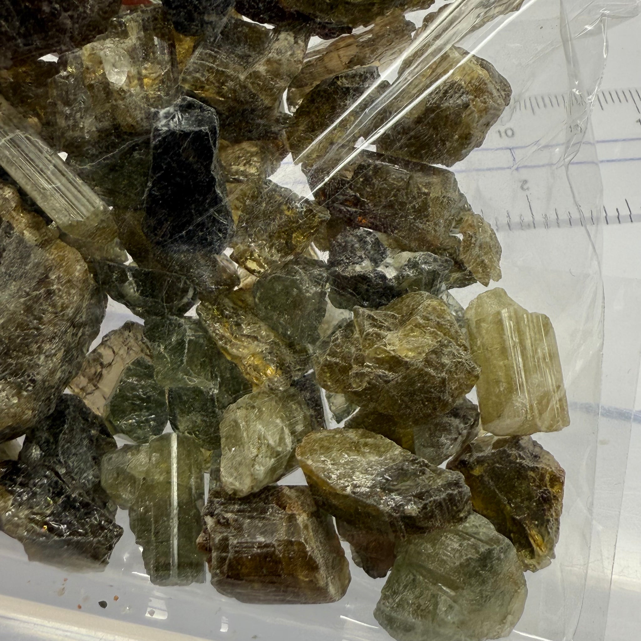 Tourmaline crystals bag, mine run, Mwajanga, Tanzania, Untreated Unheated, specimen and cab grade, or facet with inclusions
