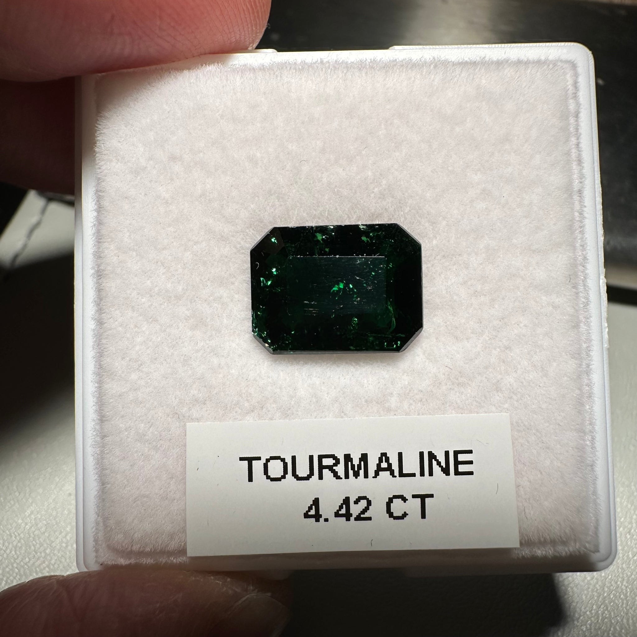 Chrome Tourmaline, 4.42ct, Tanzania, Untreated Unheated, native cut, included