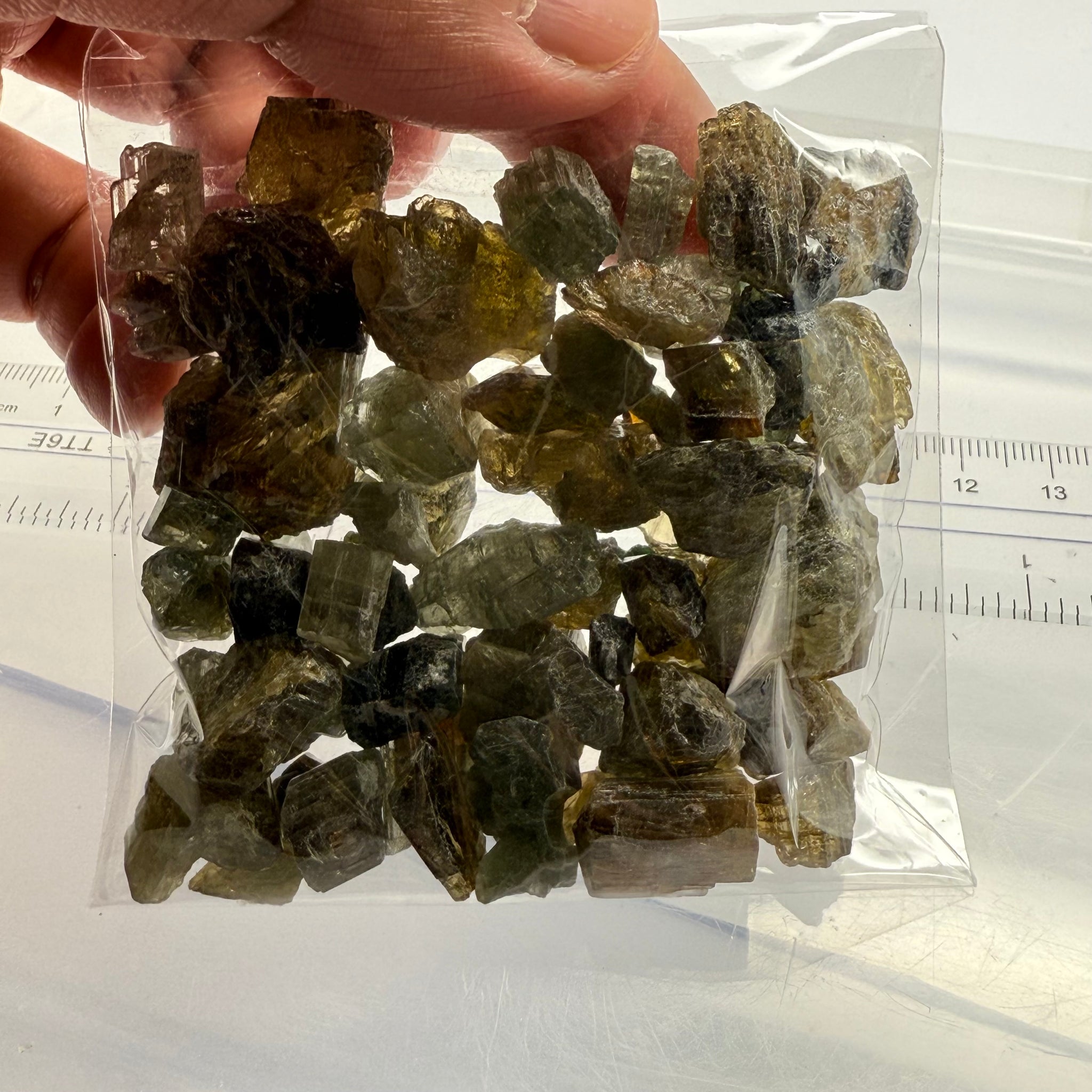 Tourmaline crystals bag, mine run, Mwajanga, Tanzania, Untreated Unheated, specimen and cab grade, or facet with inclusions