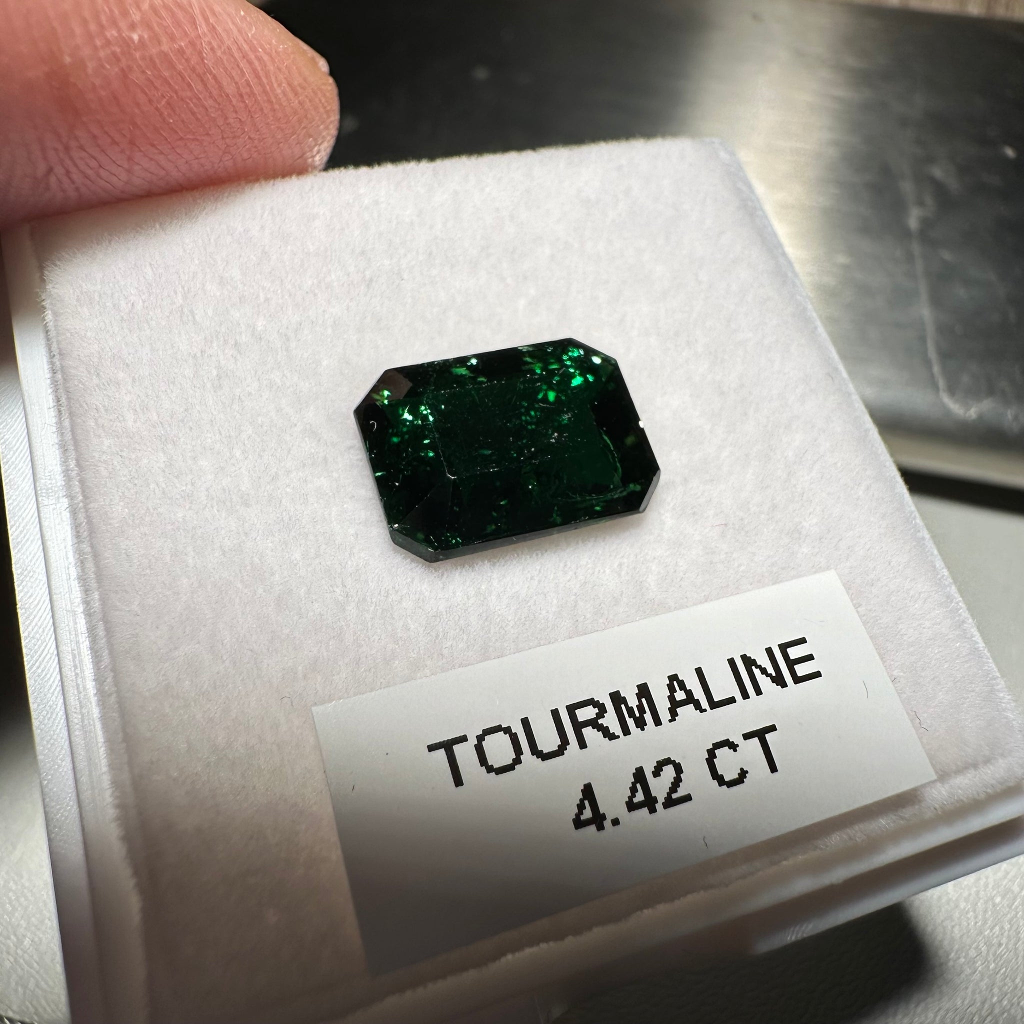 Chrome Tourmaline, 4.42ct, Tanzania, Untreated Unheated, native cut, included