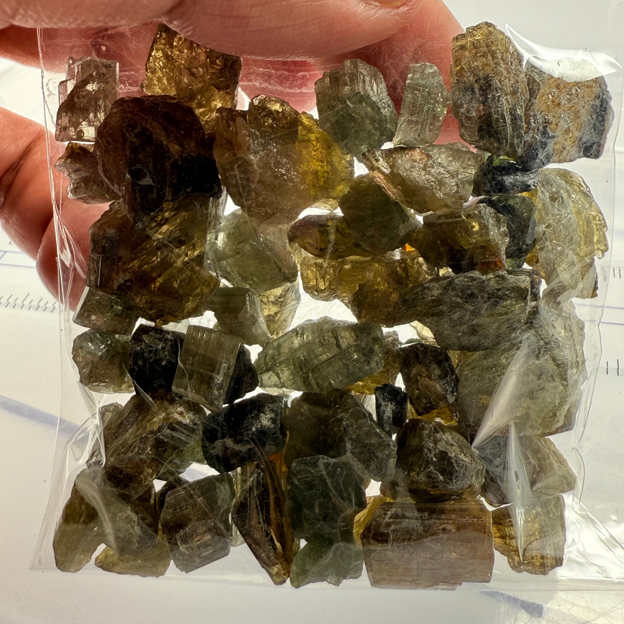 Tourmaline crystals bag, mine run, Mwajanga, Tanzania, Untreated Unheated, specimen and cab grade, or facet with inclusions