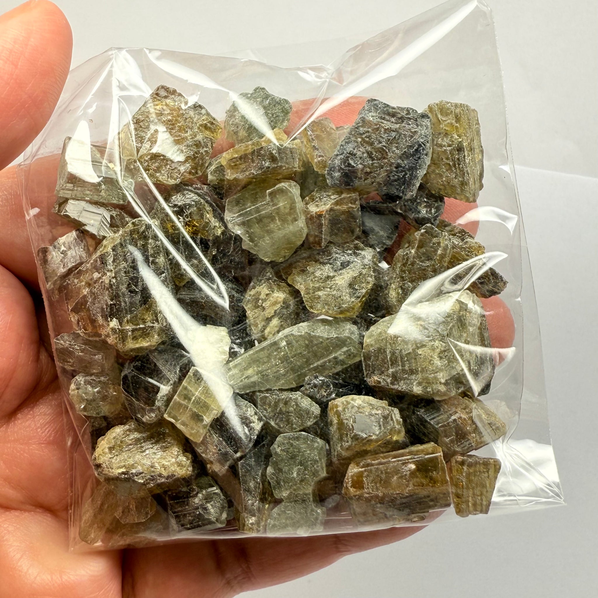 Tourmaline crystals bag, mine run, Mwajanga, Tanzania, Untreated Unheated, specimen and cab grade, or facet with inclusions