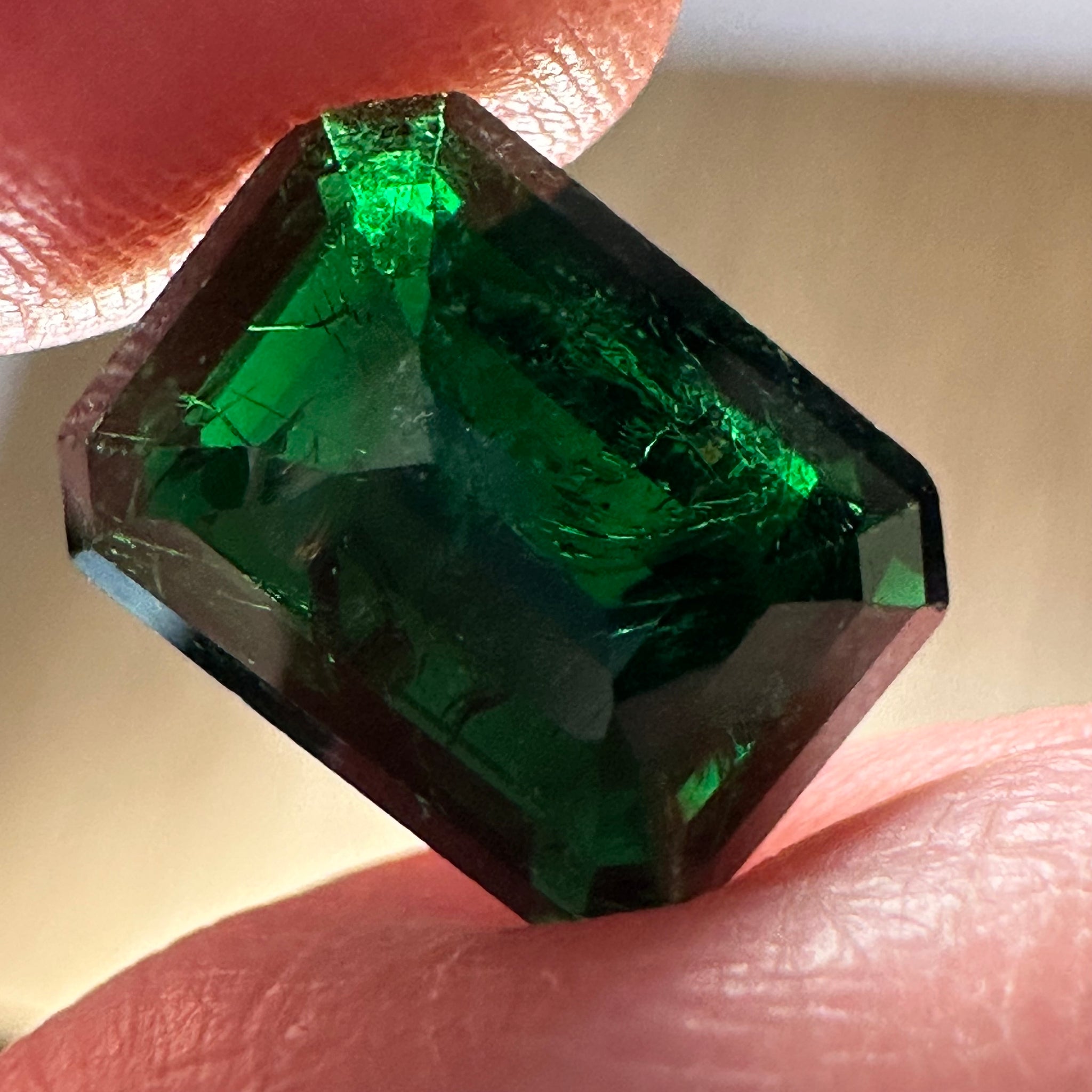 Chrome Tourmaline, 4.42ct, Tanzania, Untreated Unheated, native cut, included