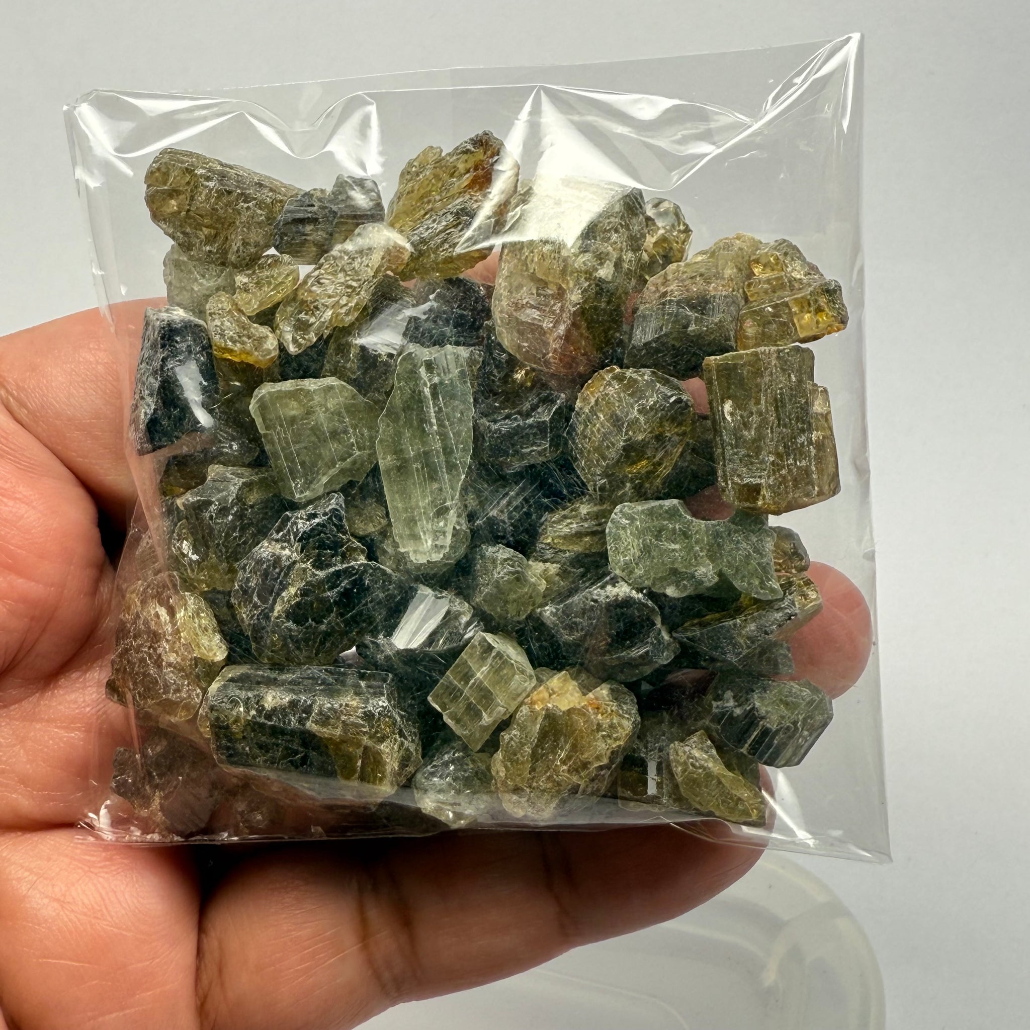 Tourmaline crystals bag, mine run, Mwajanga, Tanzania, Untreated Unheated, specimen and cab grade, or facet with inclusions