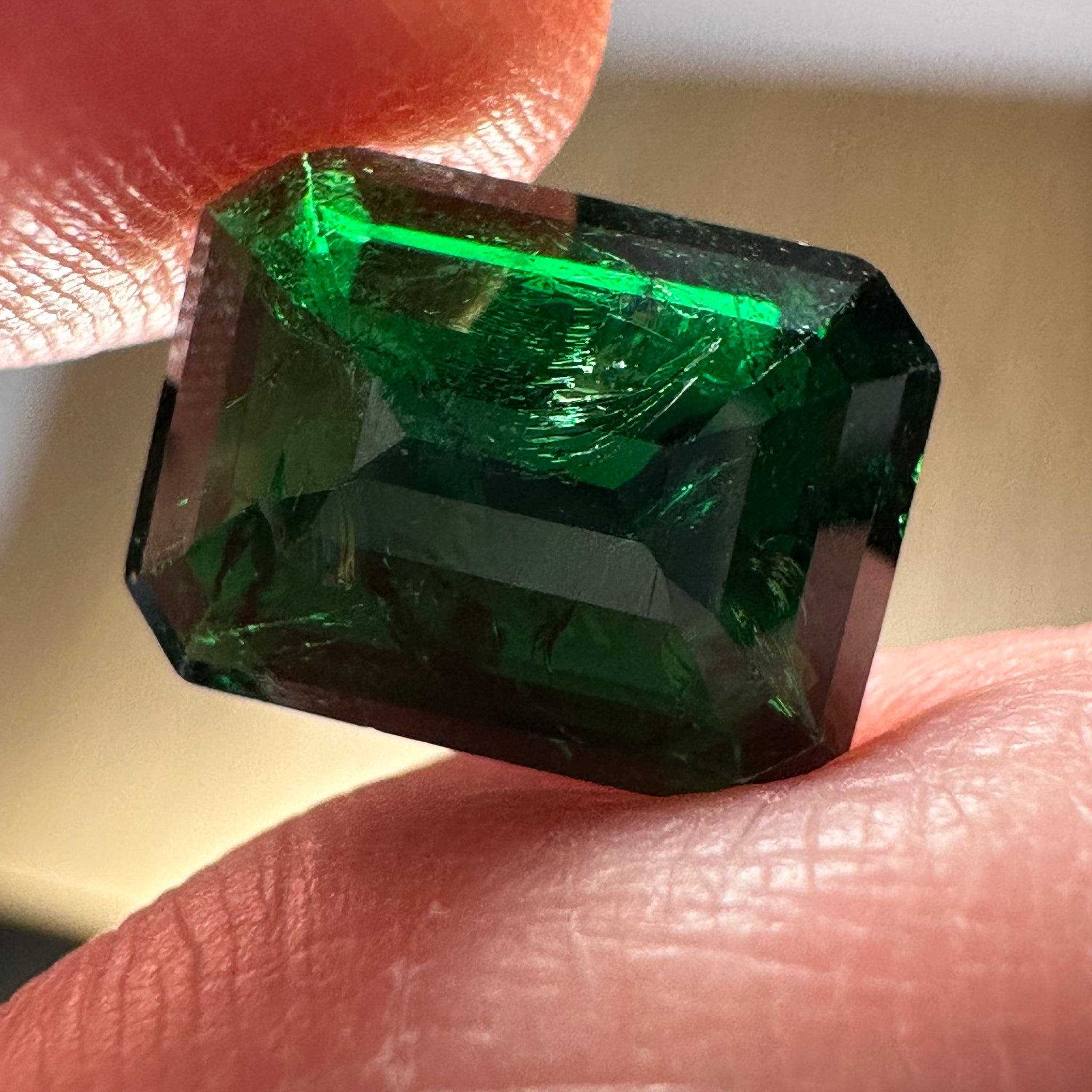 Chrome Tourmaline, 4.42ct, Tanzania, Untreated Unheated, native cut, included