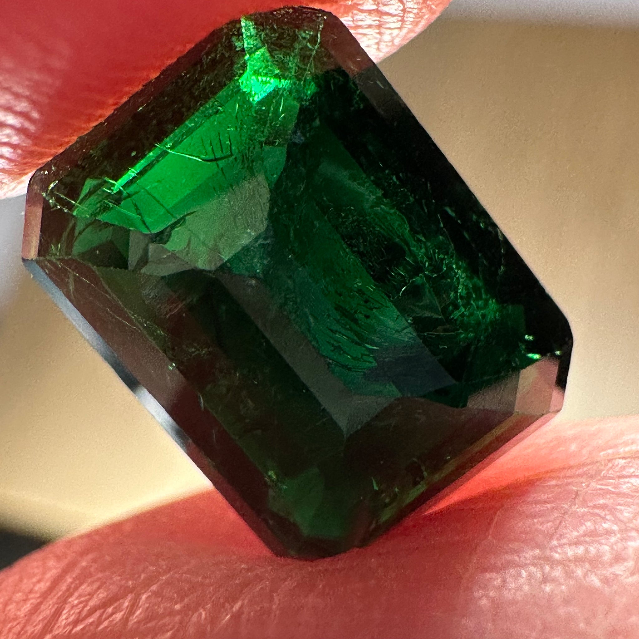 Chrome Tourmaline, 4.42ct, Tanzania, Untreated Unheated, native cut, included