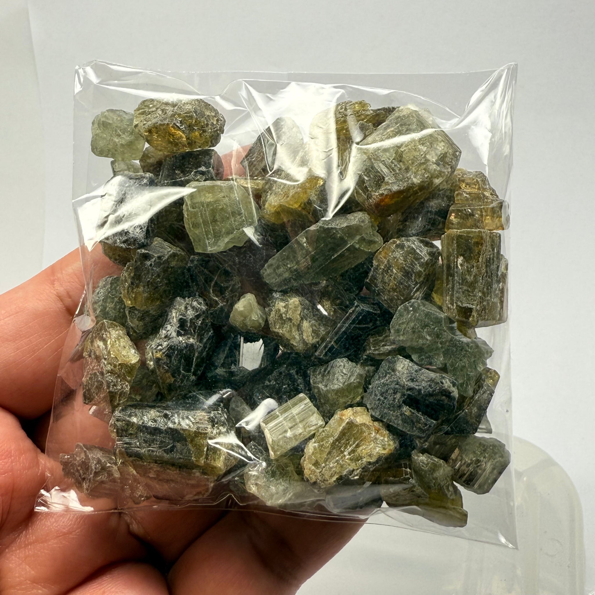 Tourmaline crystals bag, mine run, Mwajanga, Tanzania, Untreated Unheated, specimen and cab grade, or facet with inclusions