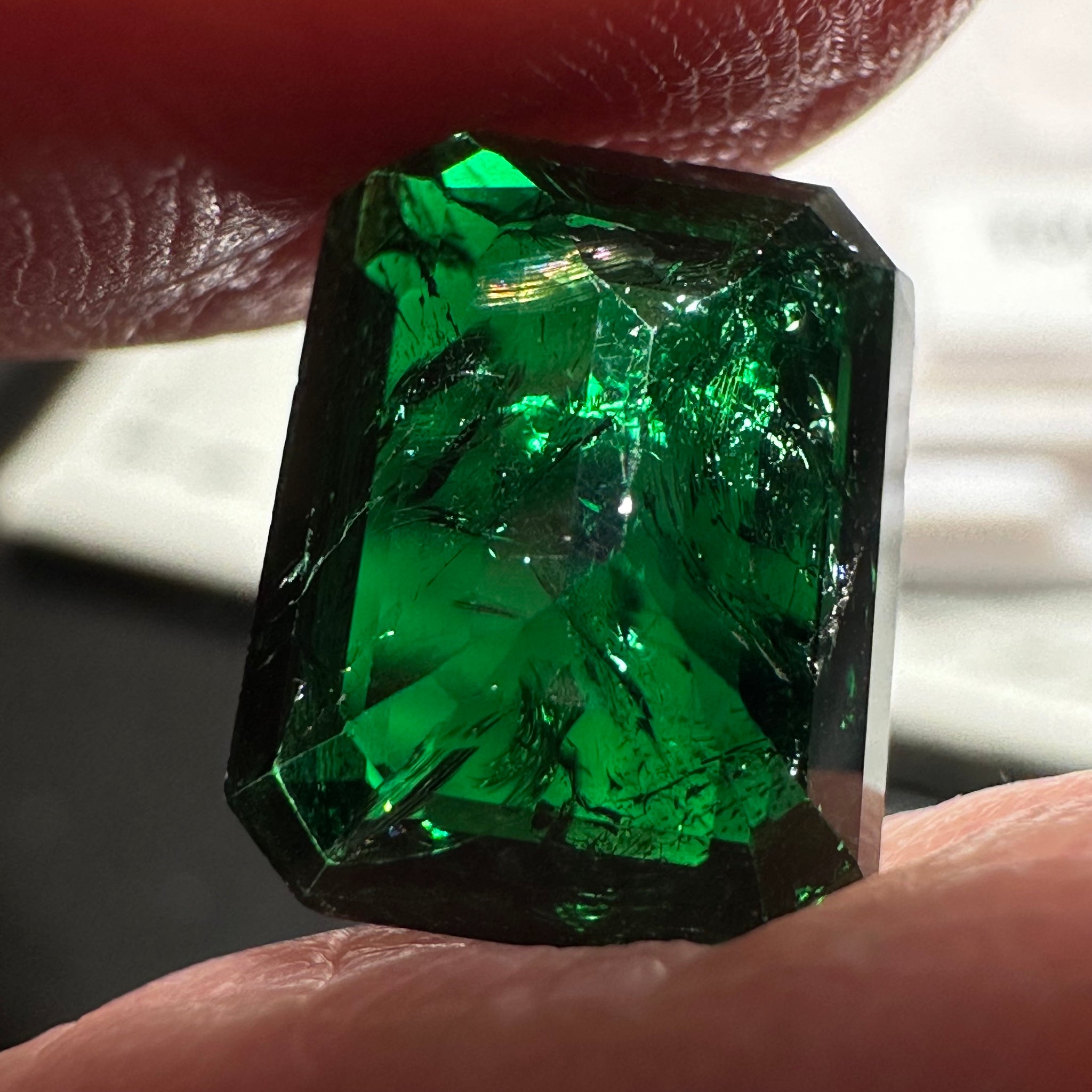 Chrome Tourmaline, 4.42ct, Tanzania, Untreated Unheated, native cut, included
