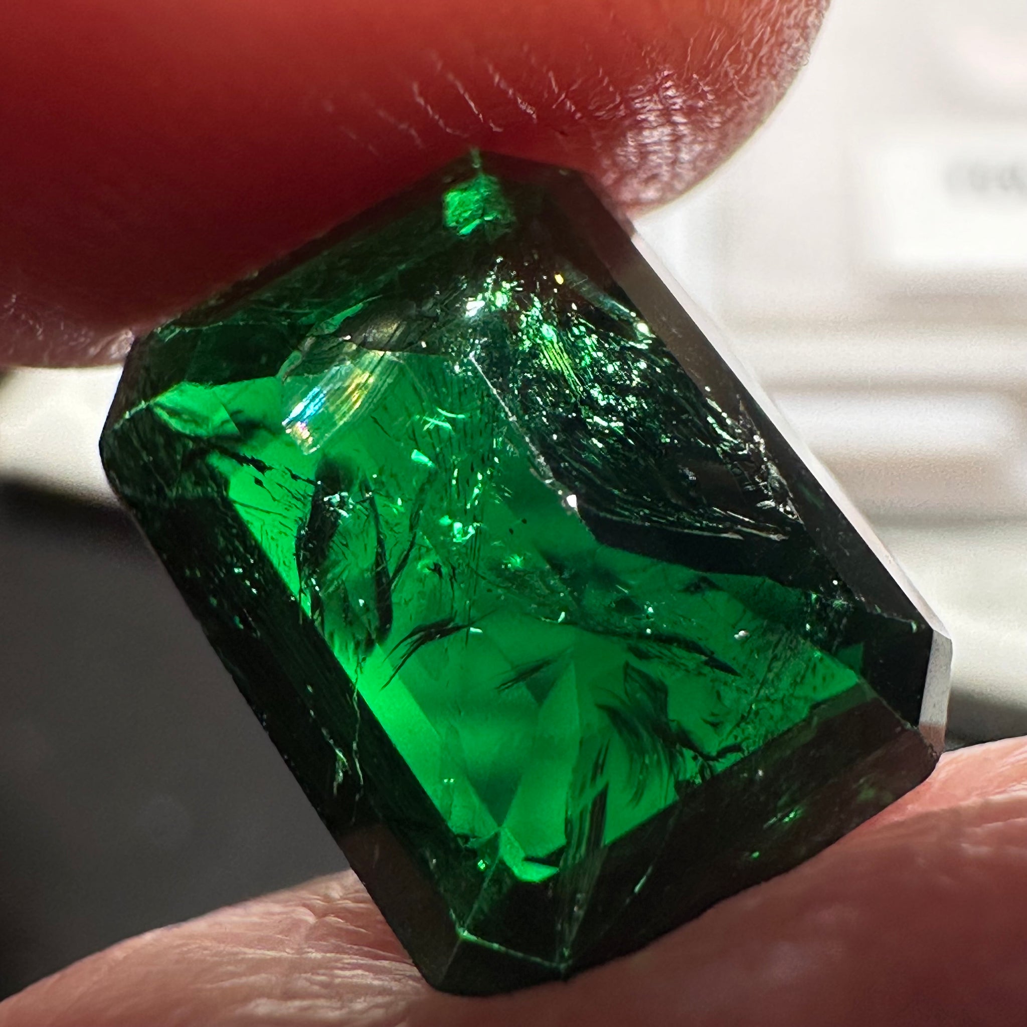 Chrome Tourmaline, 4.42ct, Tanzania, Untreated Unheated, native cut, included