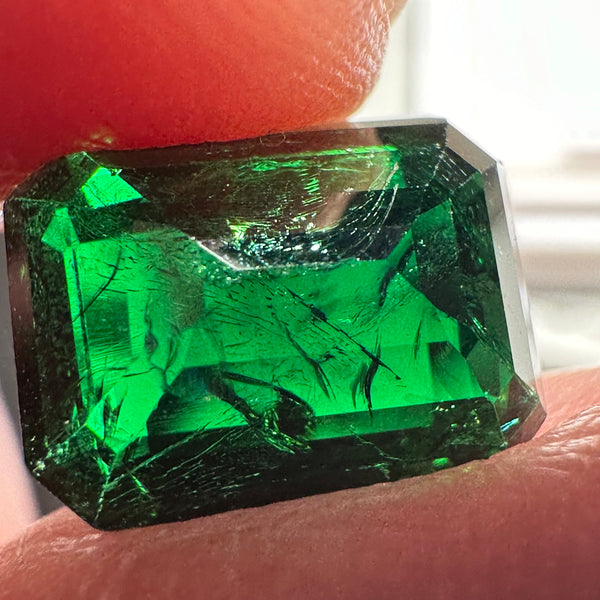 Chrome Tourmaline, 4.42ct, Tanzania, Untreated Unheated, native cut, included