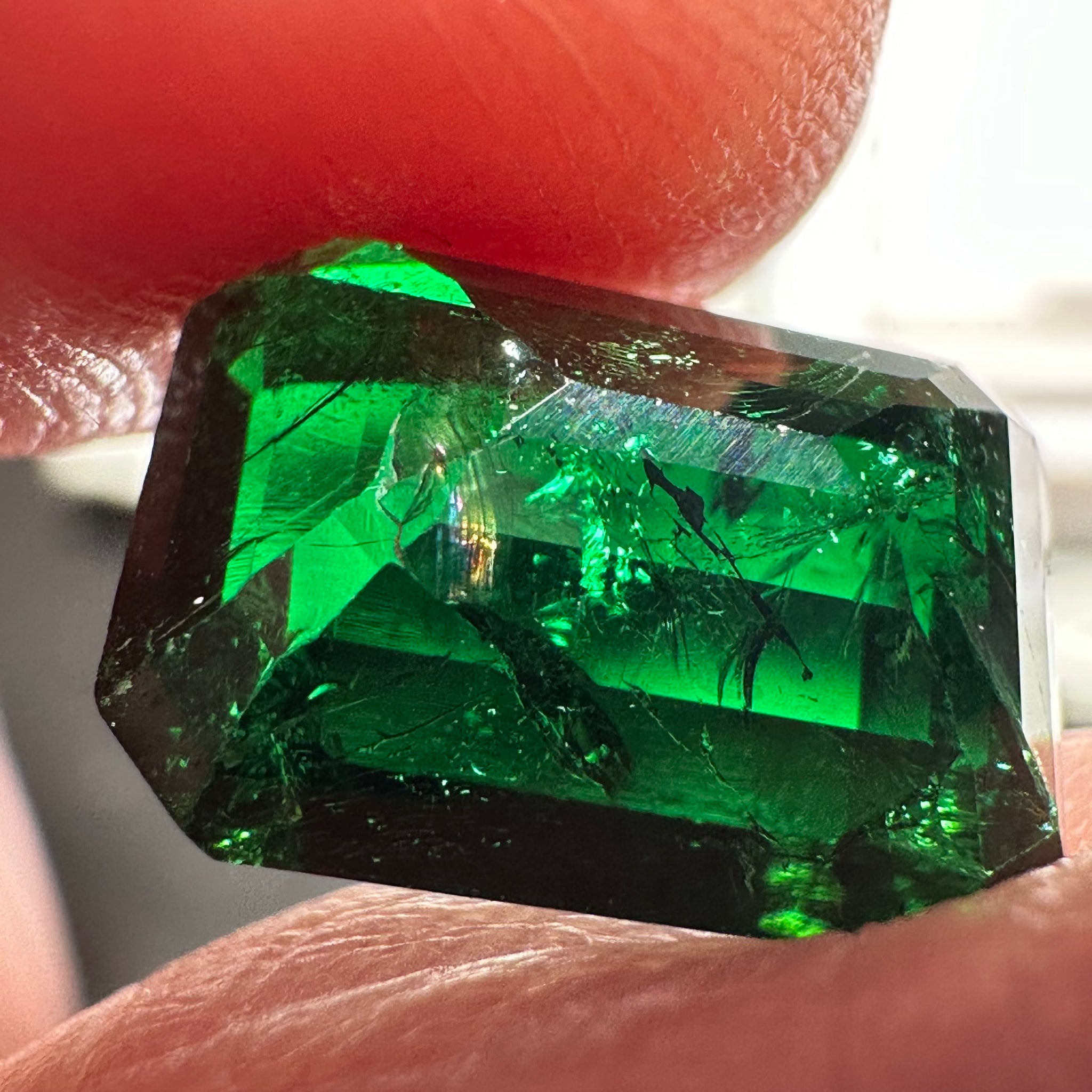 Chrome Tourmaline, 4.42ct, Tanzania, Untreated Unheated, native cut, included