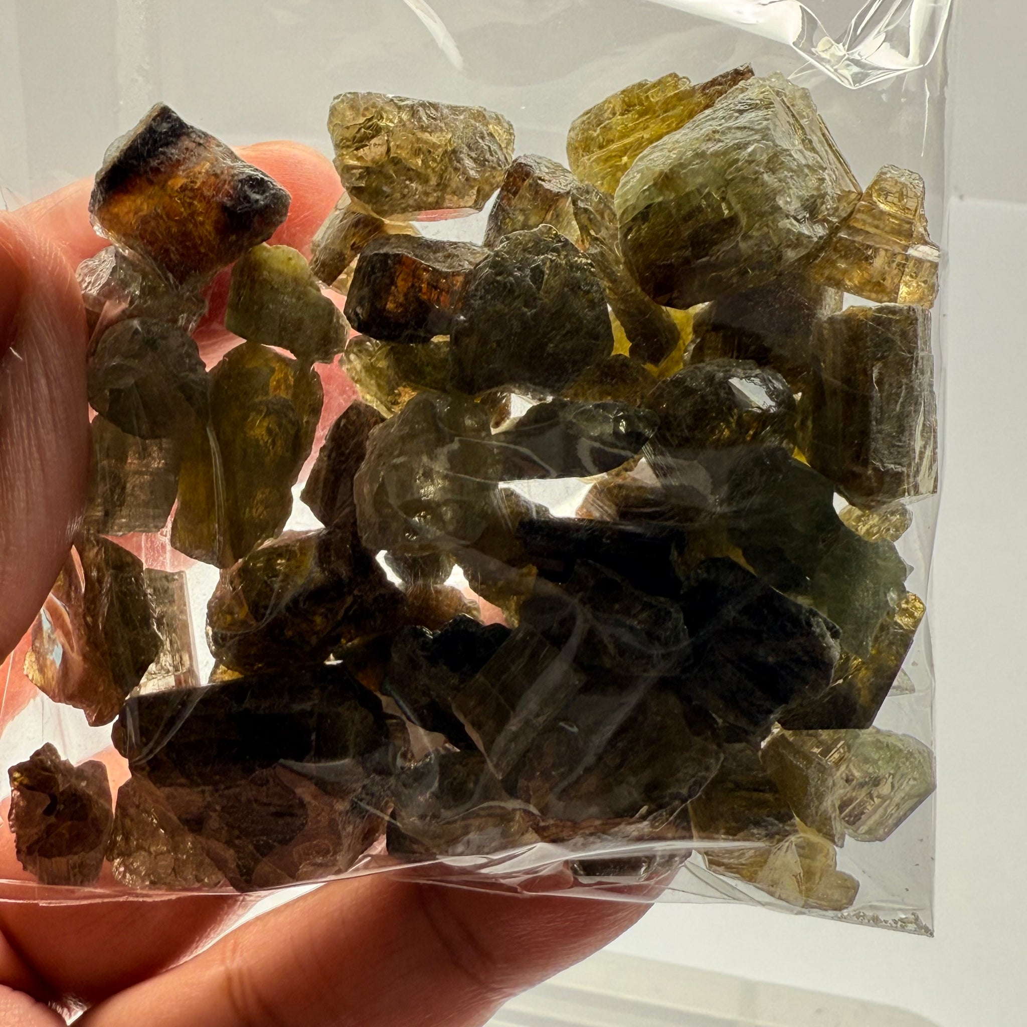 Tourmaline crystals bag, mine run, Mwajanga, Tanzania, Untreated Unheated, specimen and cab grade, or facet with inclusions