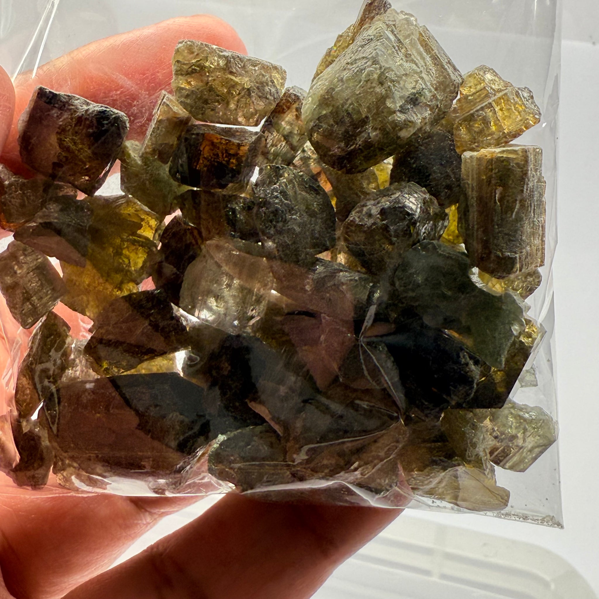 Tourmaline crystals bag, mine run, Mwajanga, Tanzania, Untreated Unheated, specimen and cab grade, or facet with inclusions