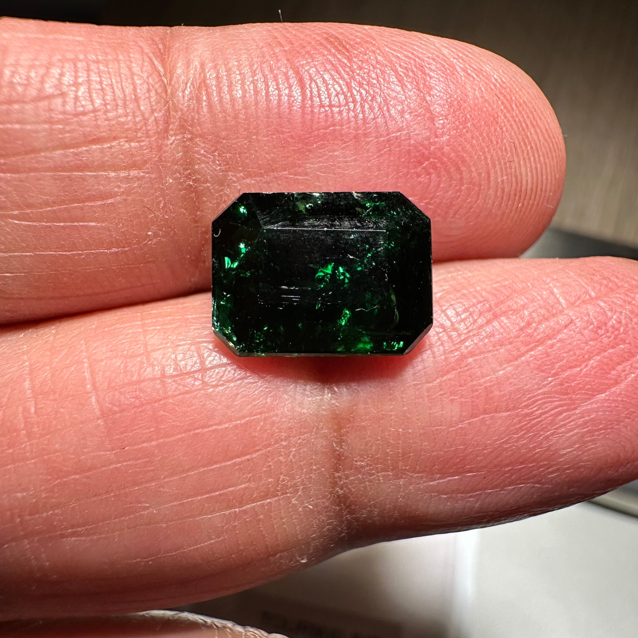 Chrome Tourmaline, 4.42ct, Tanzania, Untreated Unheated, native cut, included