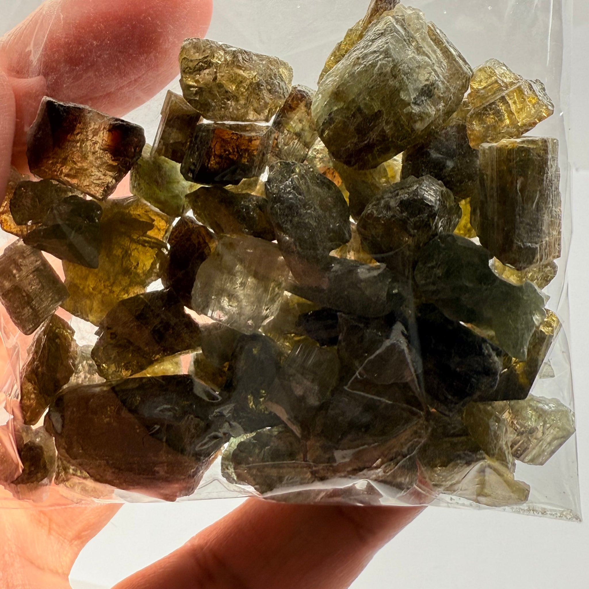 Tourmaline crystals bag, mine run, Mwajanga, Tanzania, Untreated Unheated, specimen and cab grade, or facet with inclusions