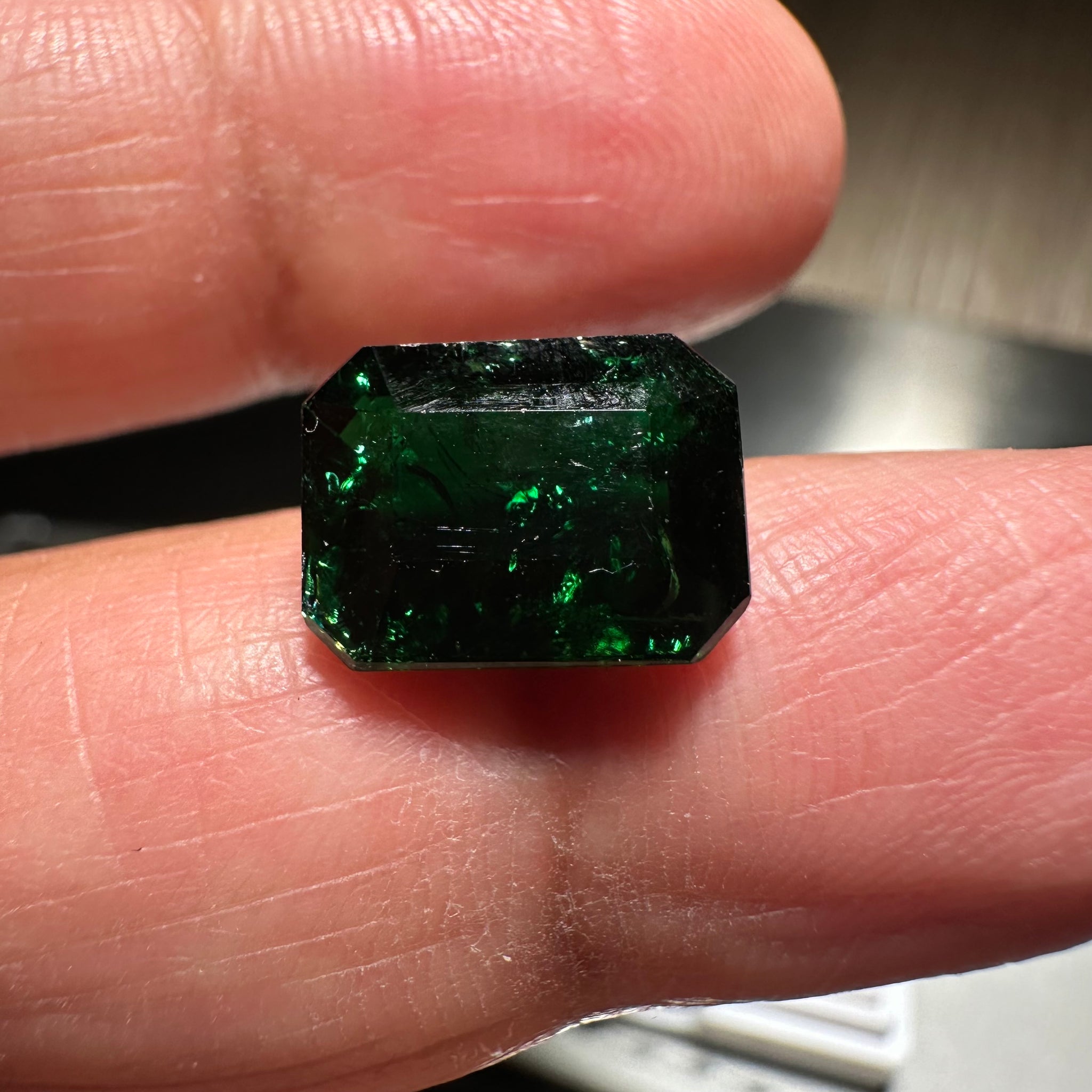 Chrome Tourmaline, 4.42ct, Tanzania, Untreated Unheated, native cut, included