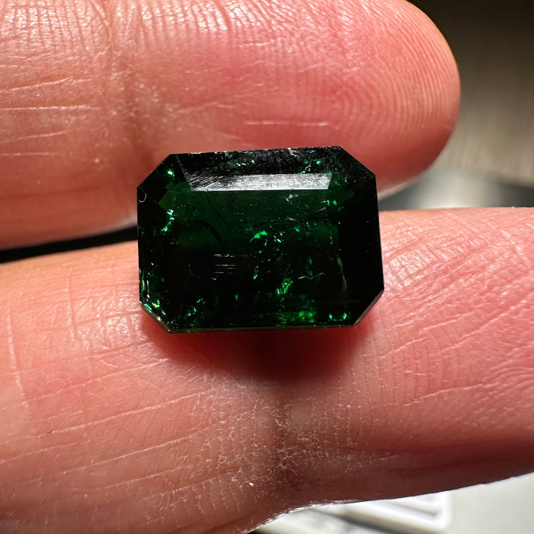 Chrome Tourmaline, 4.42ct, Tanzania, Untreated Unheated, native cut, included