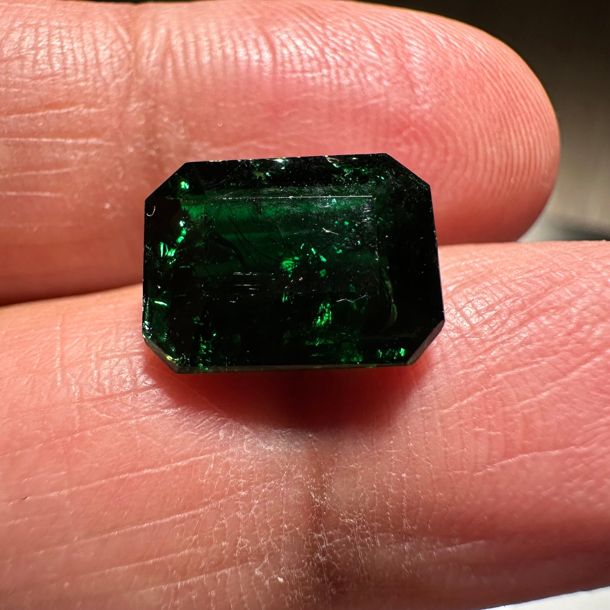 Chrome Tourmaline, 4.42ct, Tanzania, Untreated Unheated, native cut, included