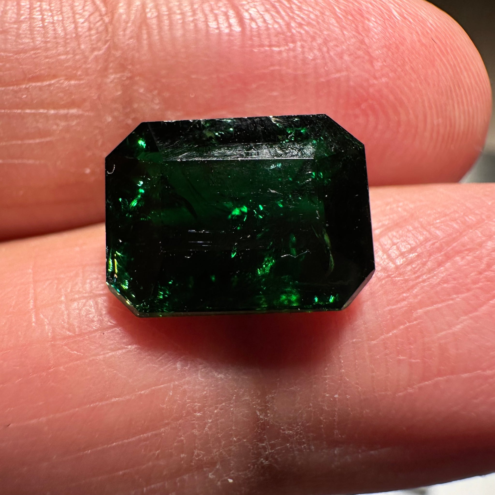 Chrome Tourmaline, 4.42ct, Tanzania, Untreated Unheated, native cut, included