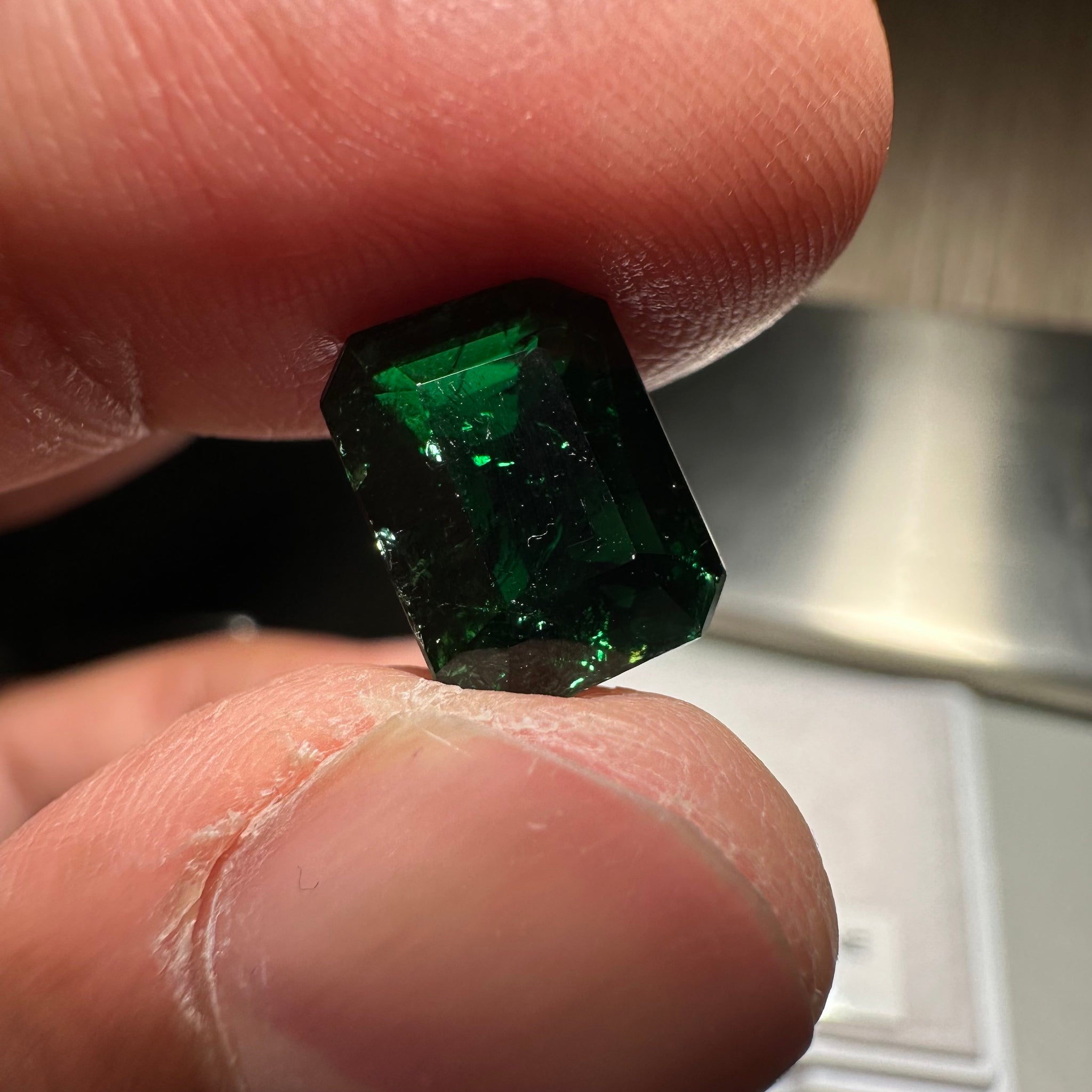 Chrome Tourmaline, 4.42ct, Tanzania, Untreated Unheated, native cut, included