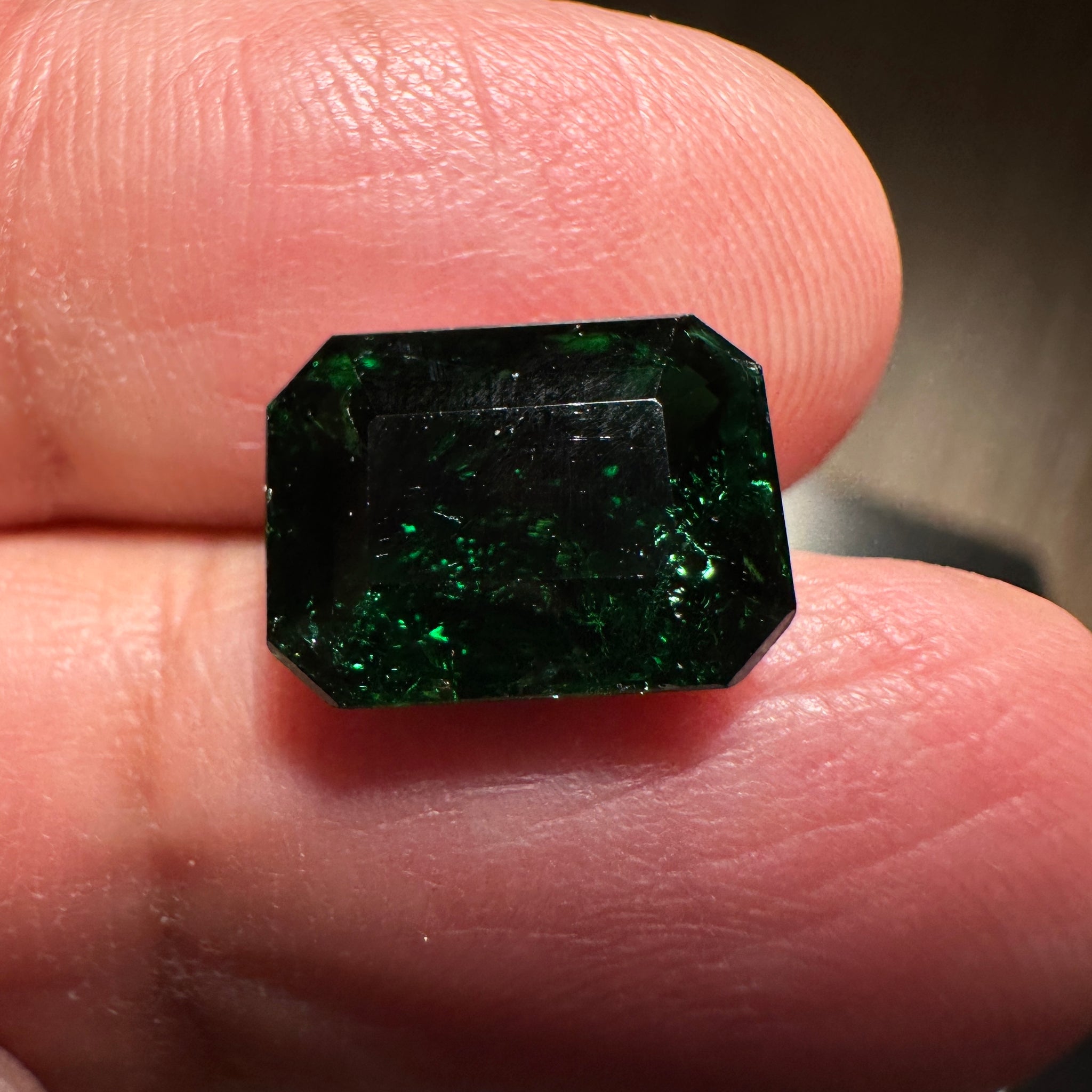 Chrome Tourmaline, 4.42ct, Tanzania, Untreated Unheated, native cut, included