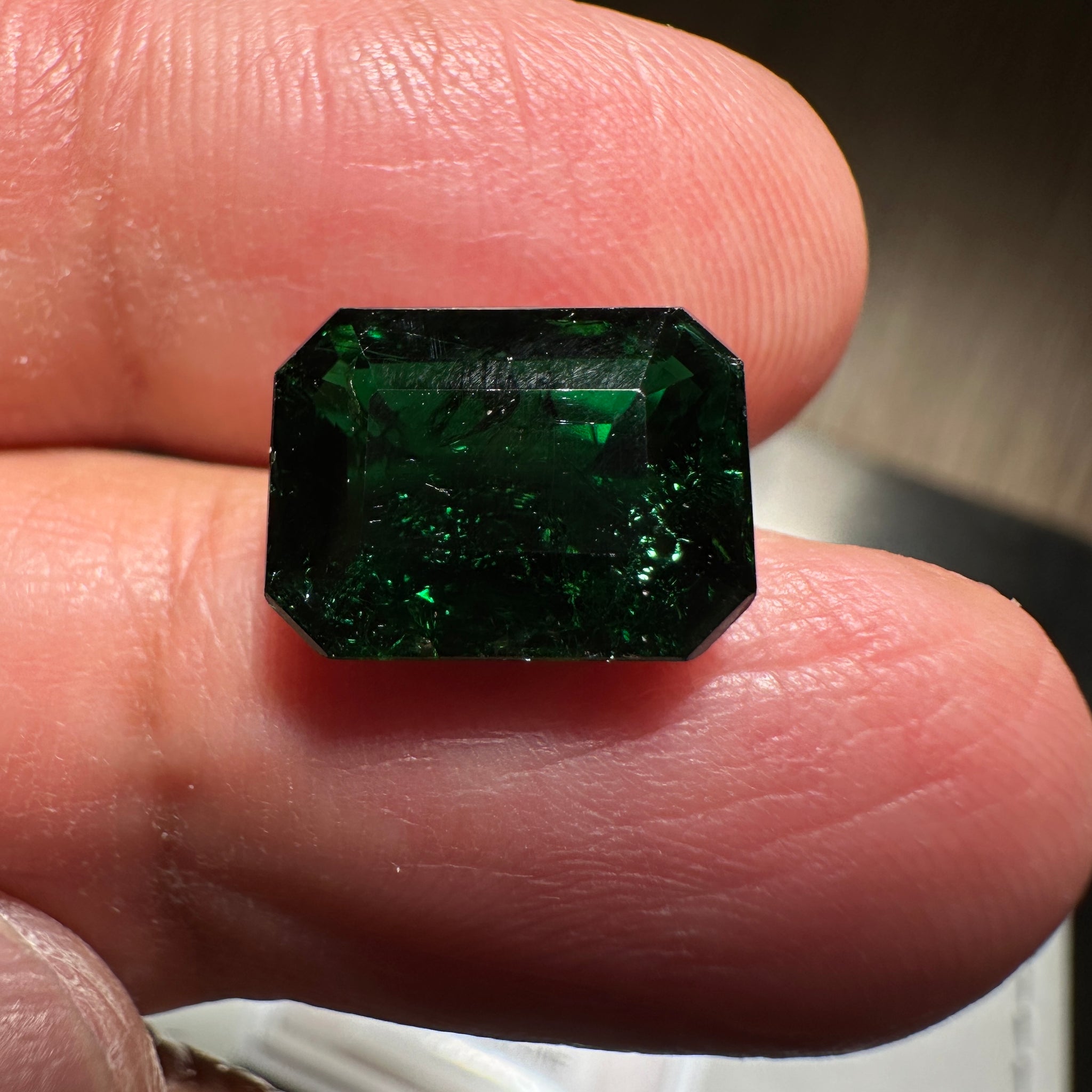 Chrome Tourmaline, 4.42ct, Tanzania, Untreated Unheated, native cut, included