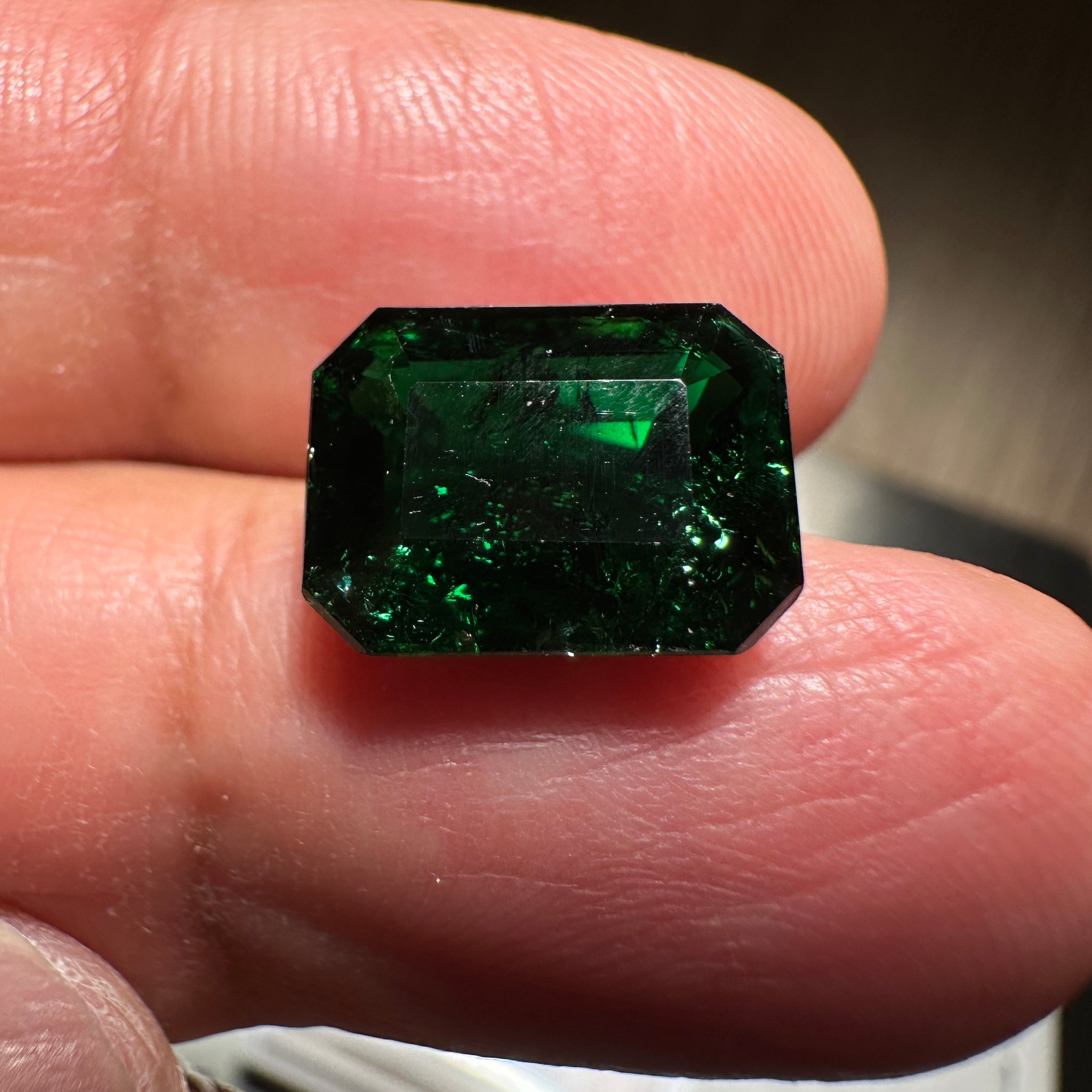 Chrome Tourmaline, 4.42ct, Tanzania, Untreated Unheated, native cut, included