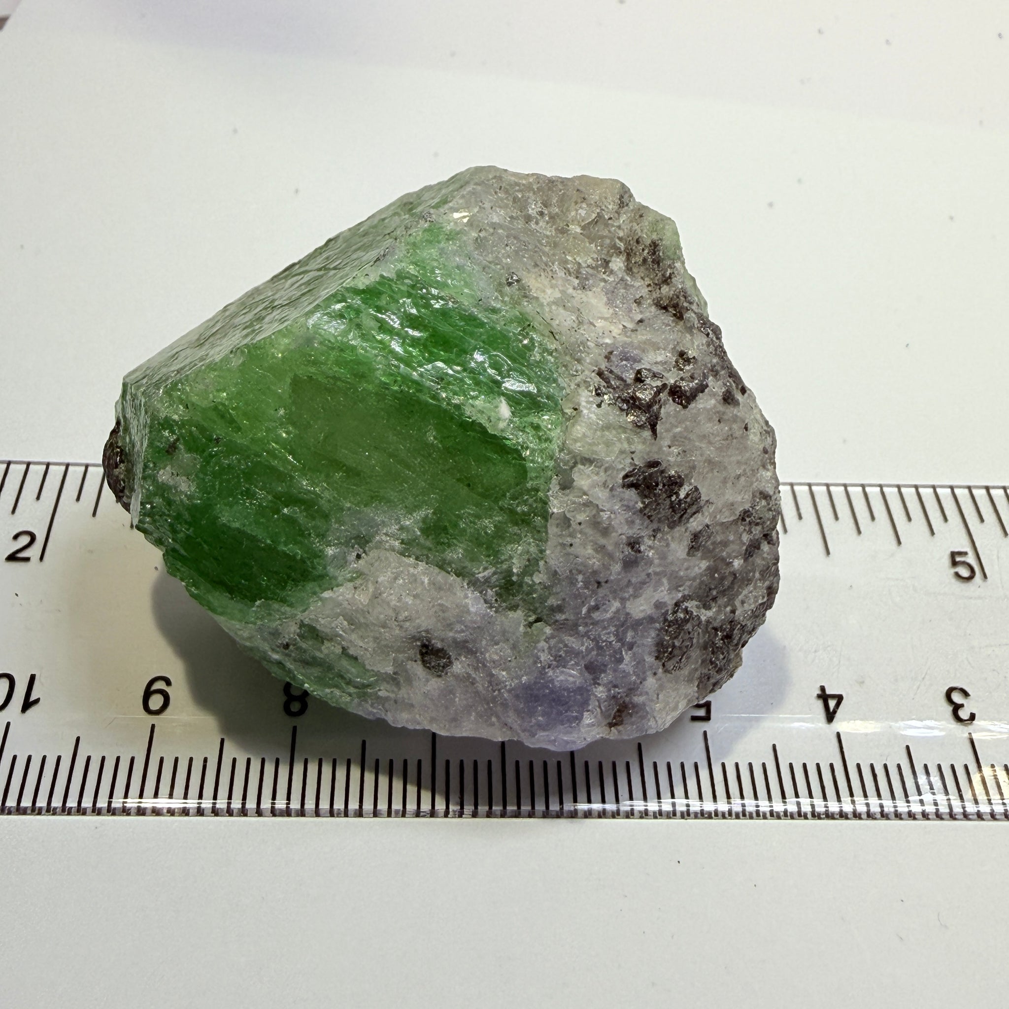 Tsavorite Garnet Crystal with Tanzanite, 435.00ct, Merelani, Tanzania, Untreated Unheated