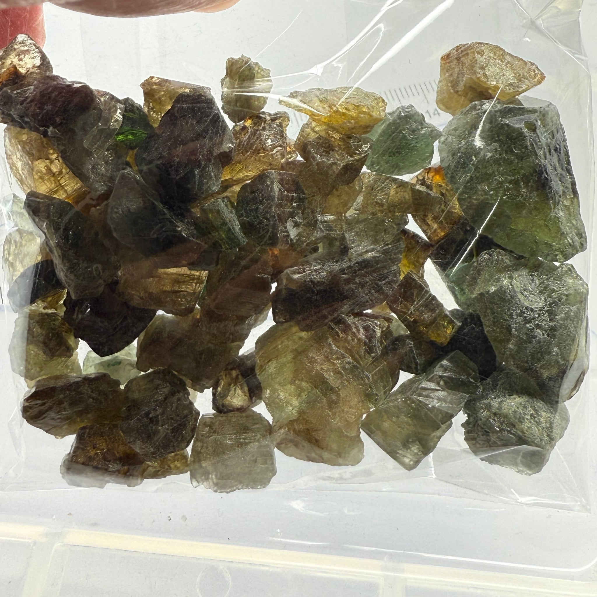 Tourmaline crystals bag, mine run, Mwajanga, Tanzania, Untreated Unheated, specimen and cab grade, or facet with inclusions