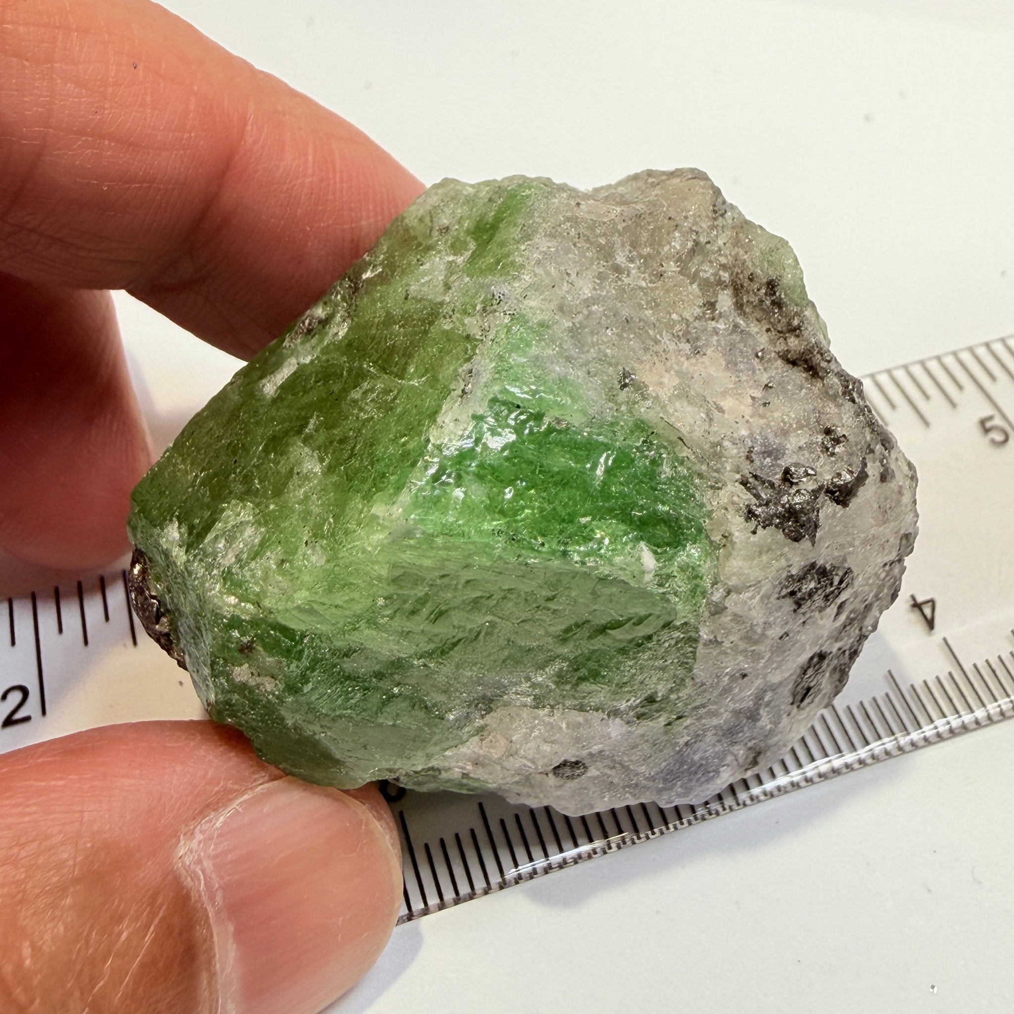 Tsavorite Garnet Crystal with Tanzanite, 435.00ct, Merelani, Tanzania, Untreated Unheated